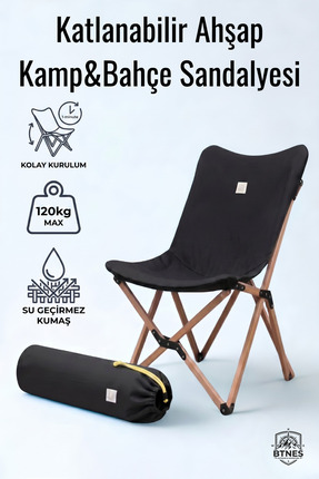 BTNES Ahşap Kamp Sandalyesi Taşınabilir Katlanabilir Bahçe Ve Piknik Sandalyesi