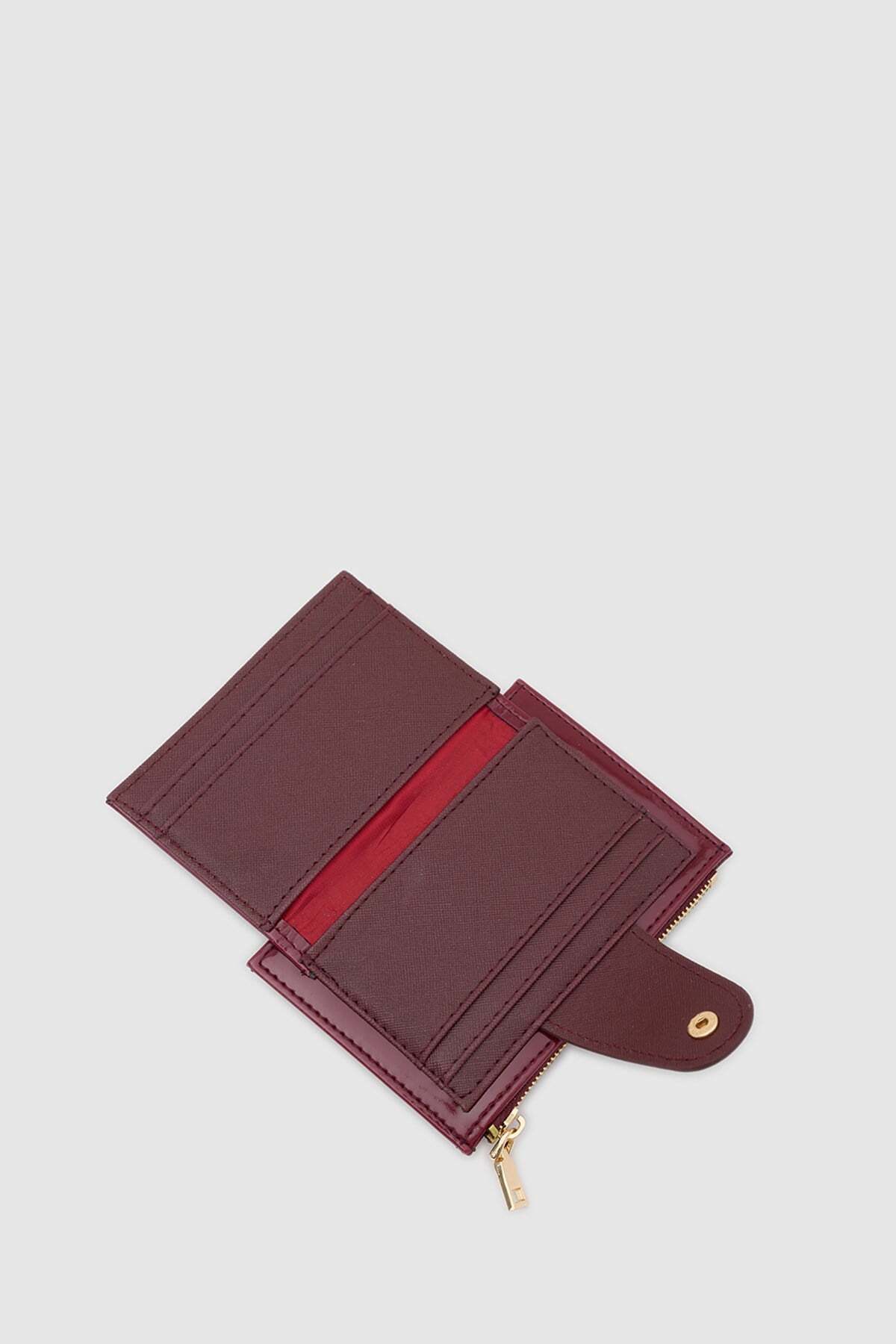 Shule Bags Voga Rugan Kadın Cüzdan Bordo görsel 3