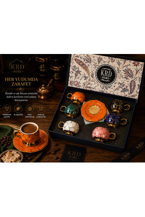 KRD HOME 6 KİŞİLİK PORSELEN KAHVE FİNCANI SETİ – ÖZEL HEDİYE KUTULU
