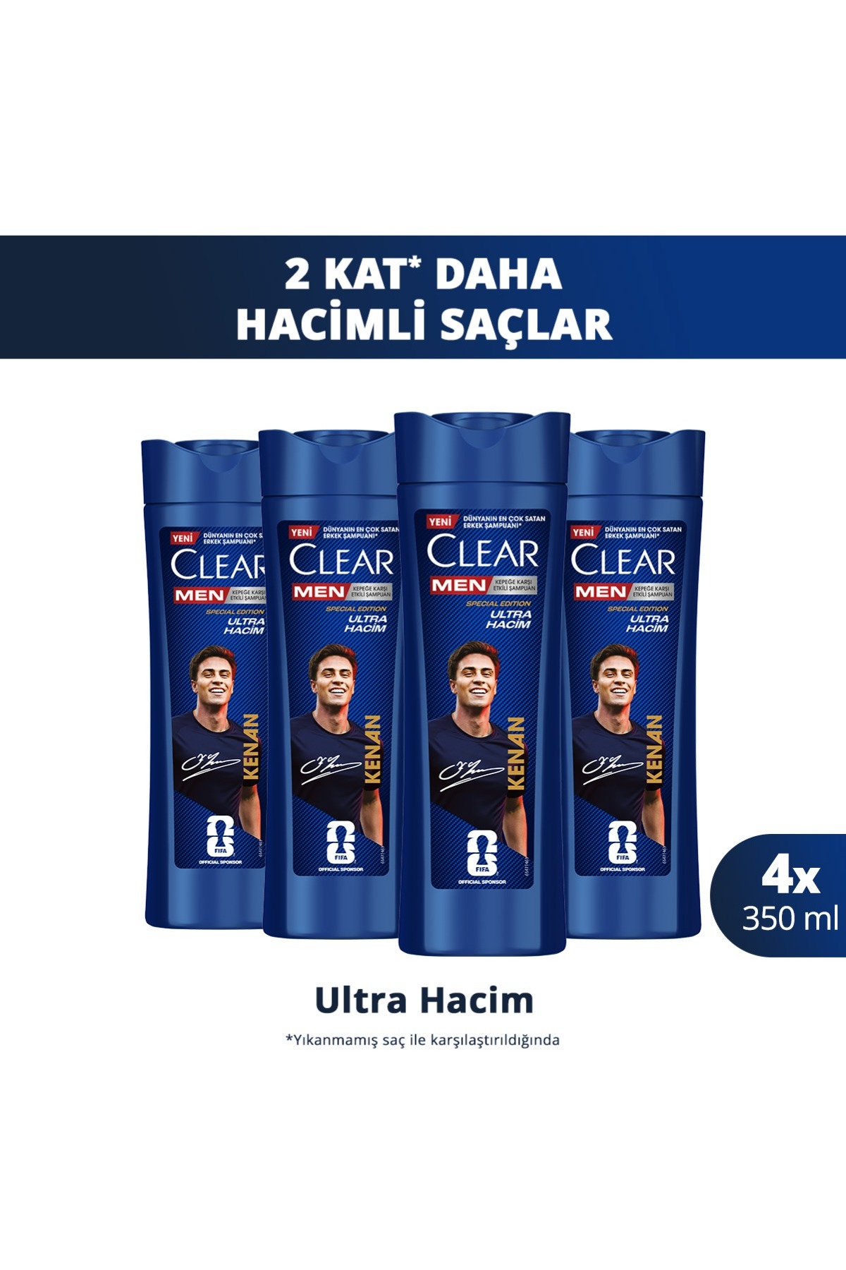 Clear Men Kepeğe Karşı Etkili Şampuan Kenan Yıldız Ultra Hacim 350 ml x4 — SET.UNİ.11309
