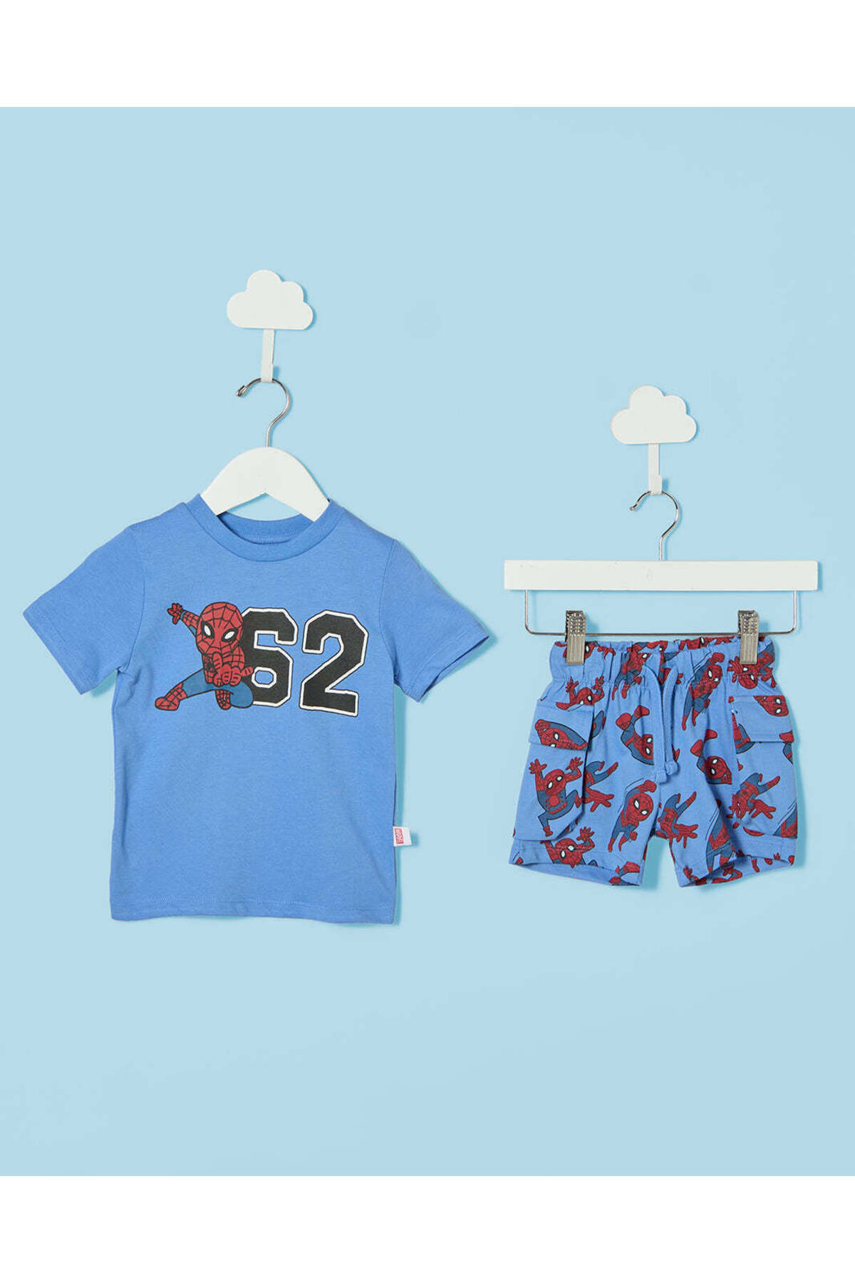REDTAG Infant Boys Blue T-Shirt With Shorts Set