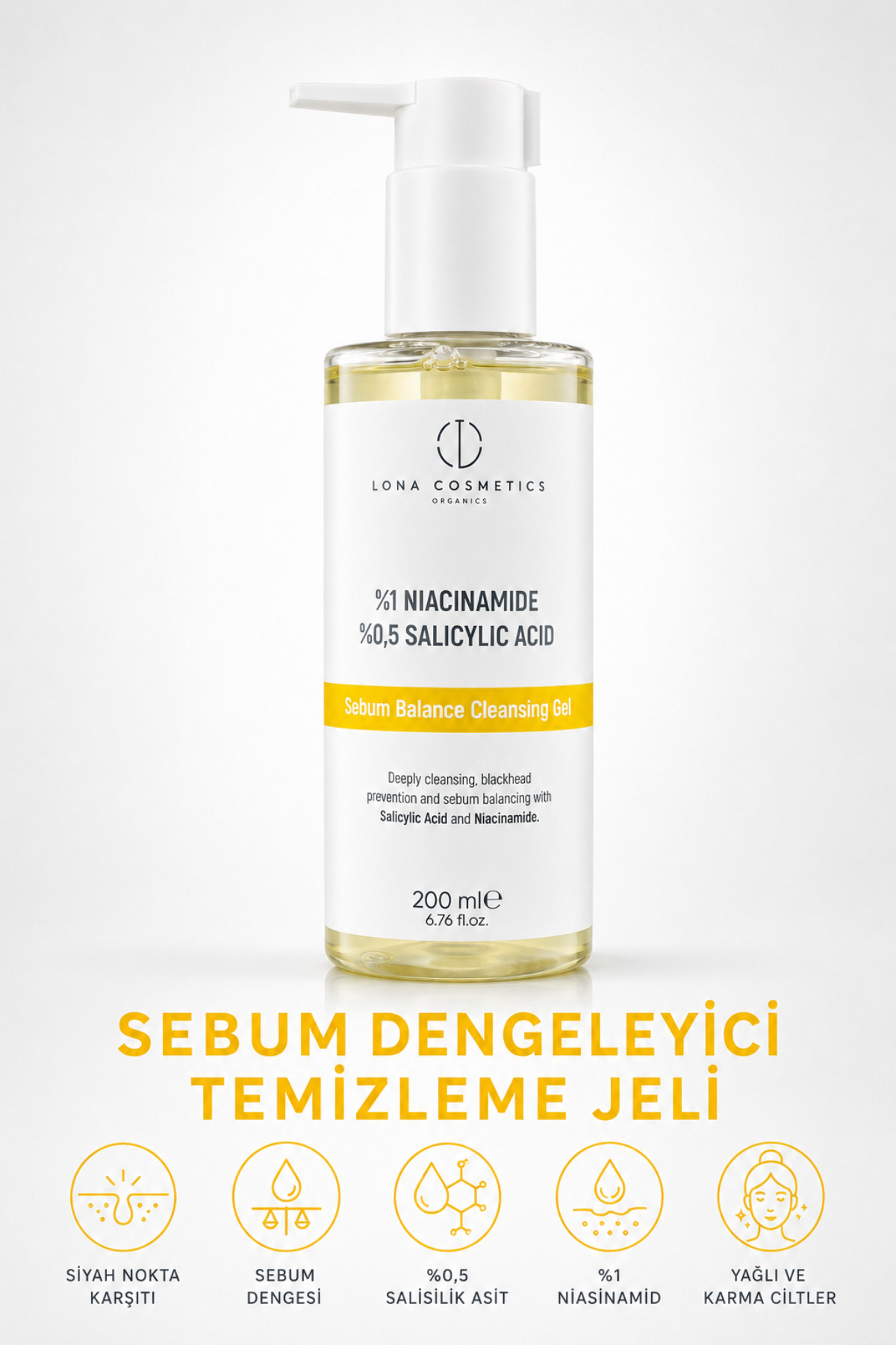 Yağlı Ve Karma Ciltler İçin Siyah Nokta Karşıtı Salisilik Asit Temizleme Jeli 200 ml — LONA-SAJ-200ML — تصویر 3 از 6