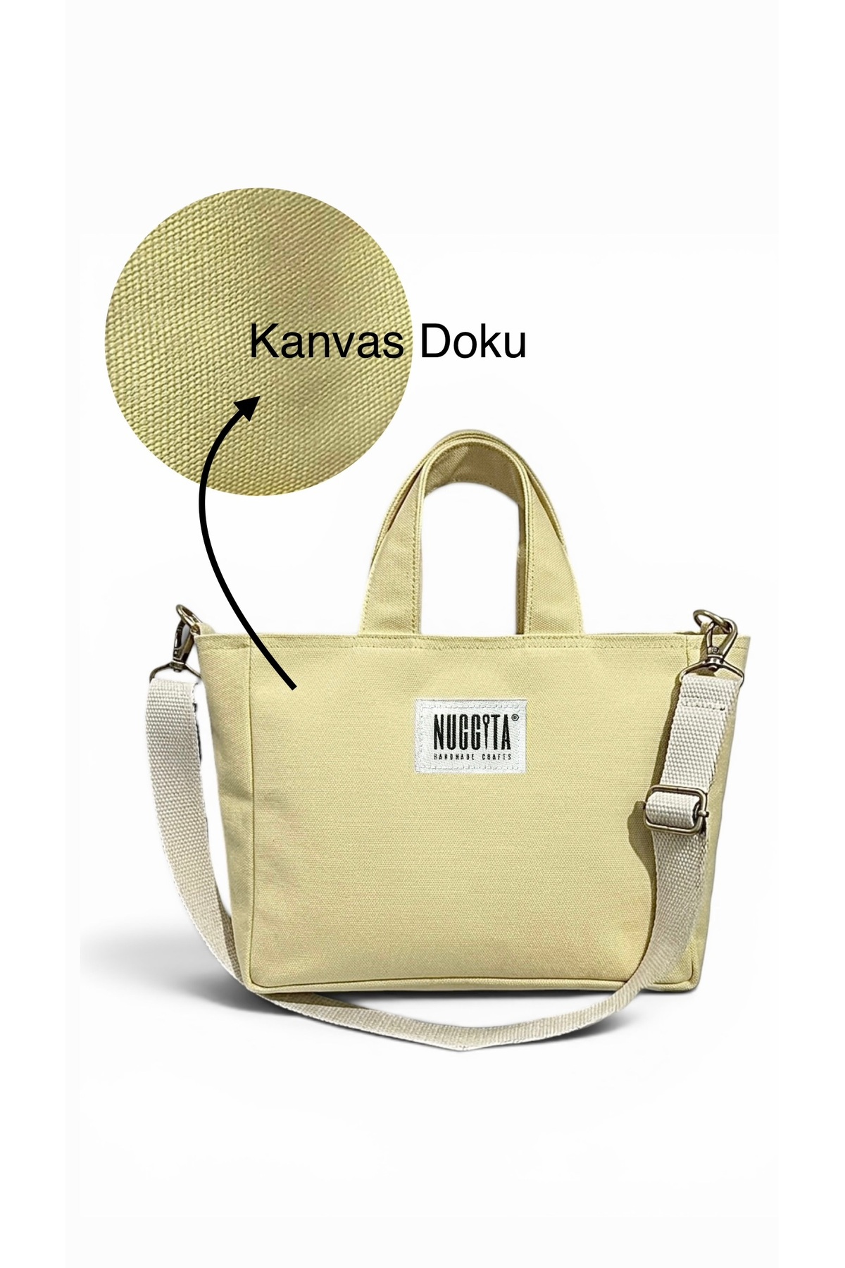 Mini Zippered ButterYellow Cotton Canvas Handbag / Crossbody