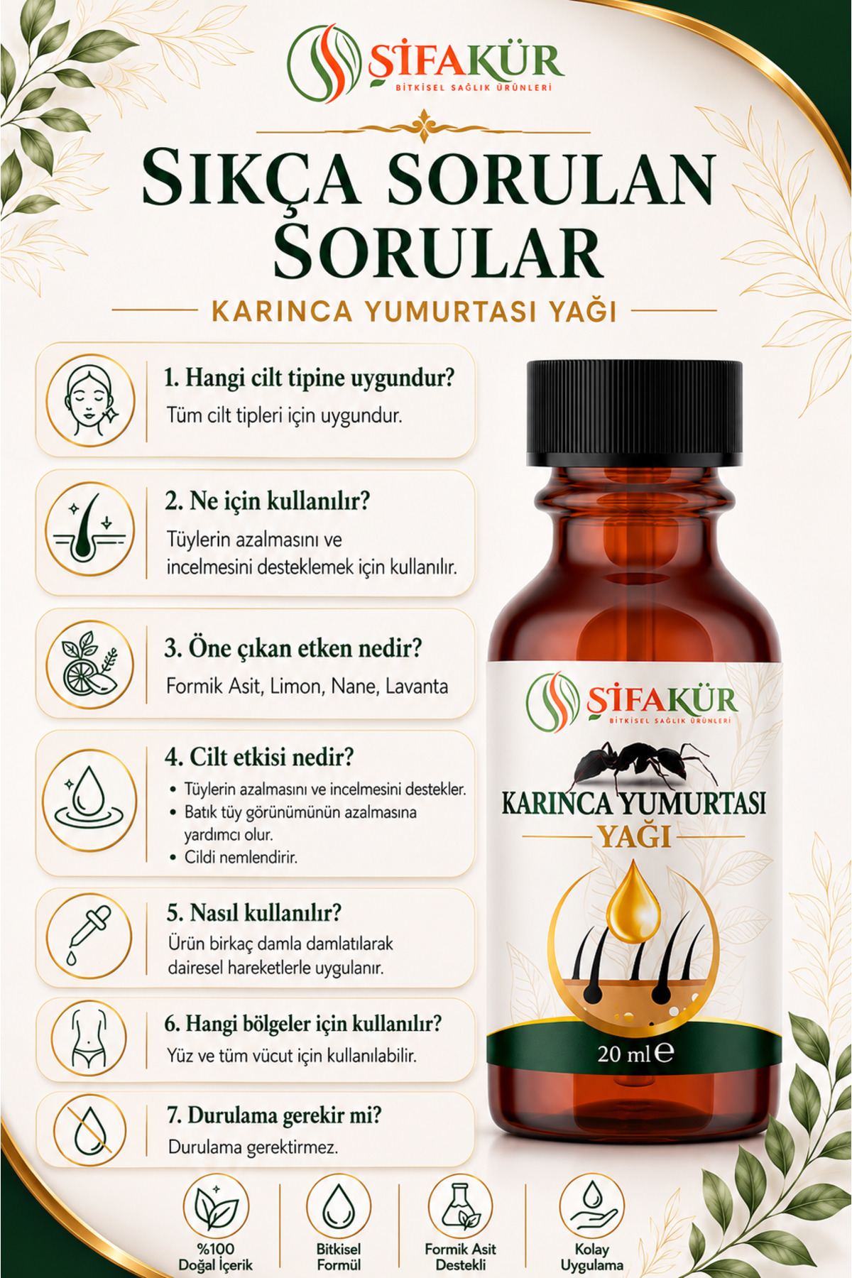 Karınca Yumurtası Yağı 20 ml Epilasyon Sonrası Bakım Serumu Formik Asitli — KARINCAYUMURTASIYAĞI20ML — تصویر 2 از 7