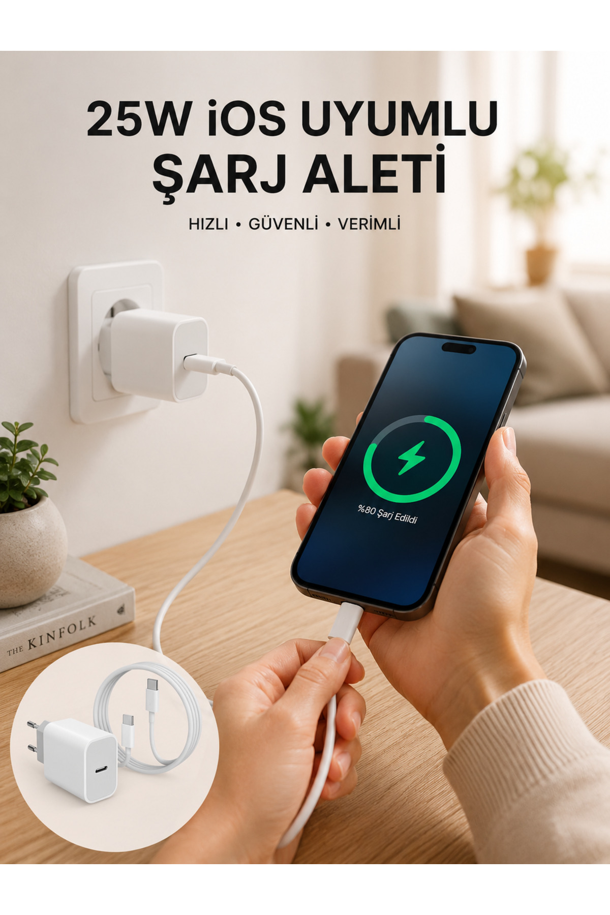 markentegra Type-C Hızlı Şarj Özellikli Cihazı USB-C Kablo Dahil