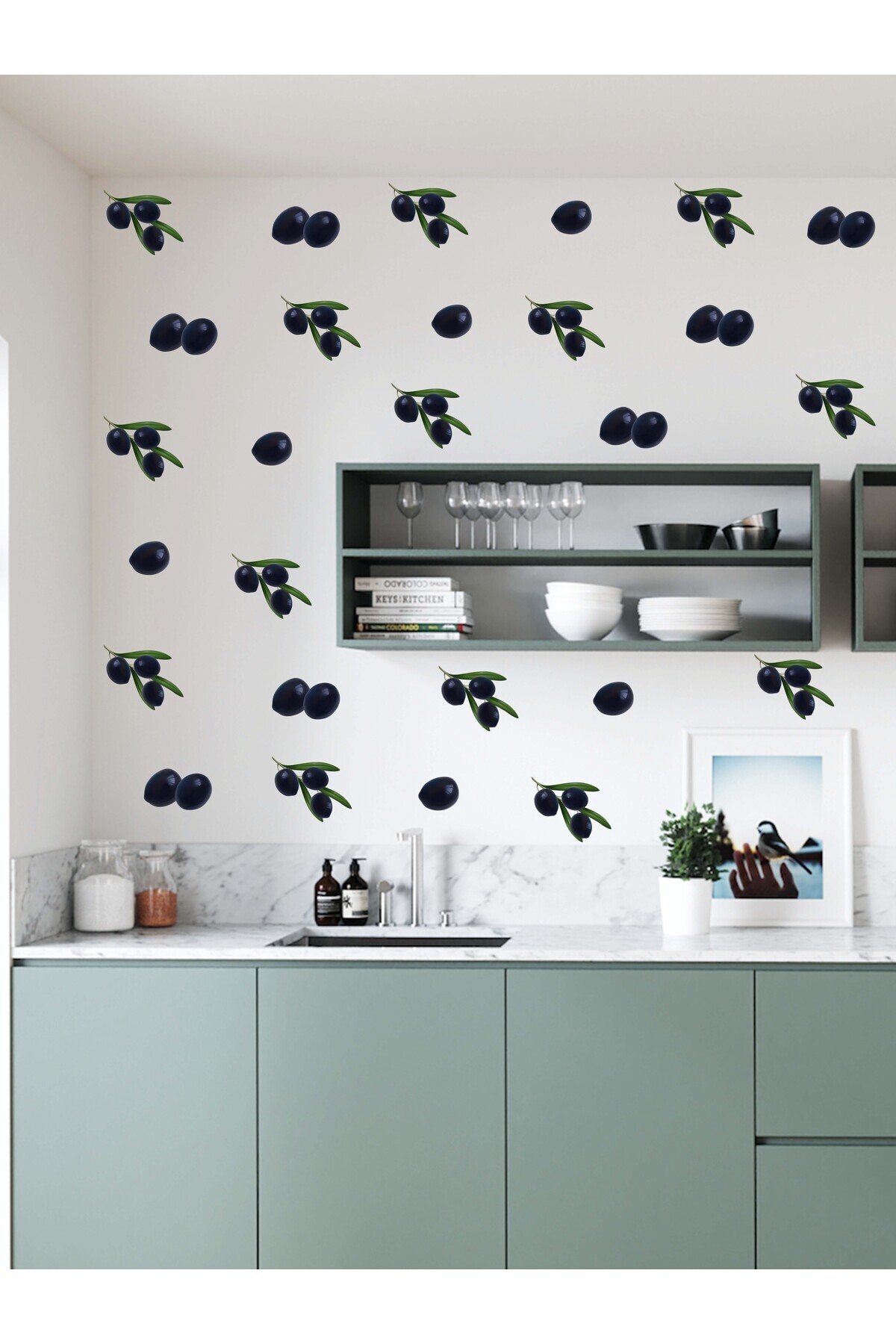 Olive Branch Patterned, Kitchen, Tiles, Wall Sticker, 50 x 100 cm