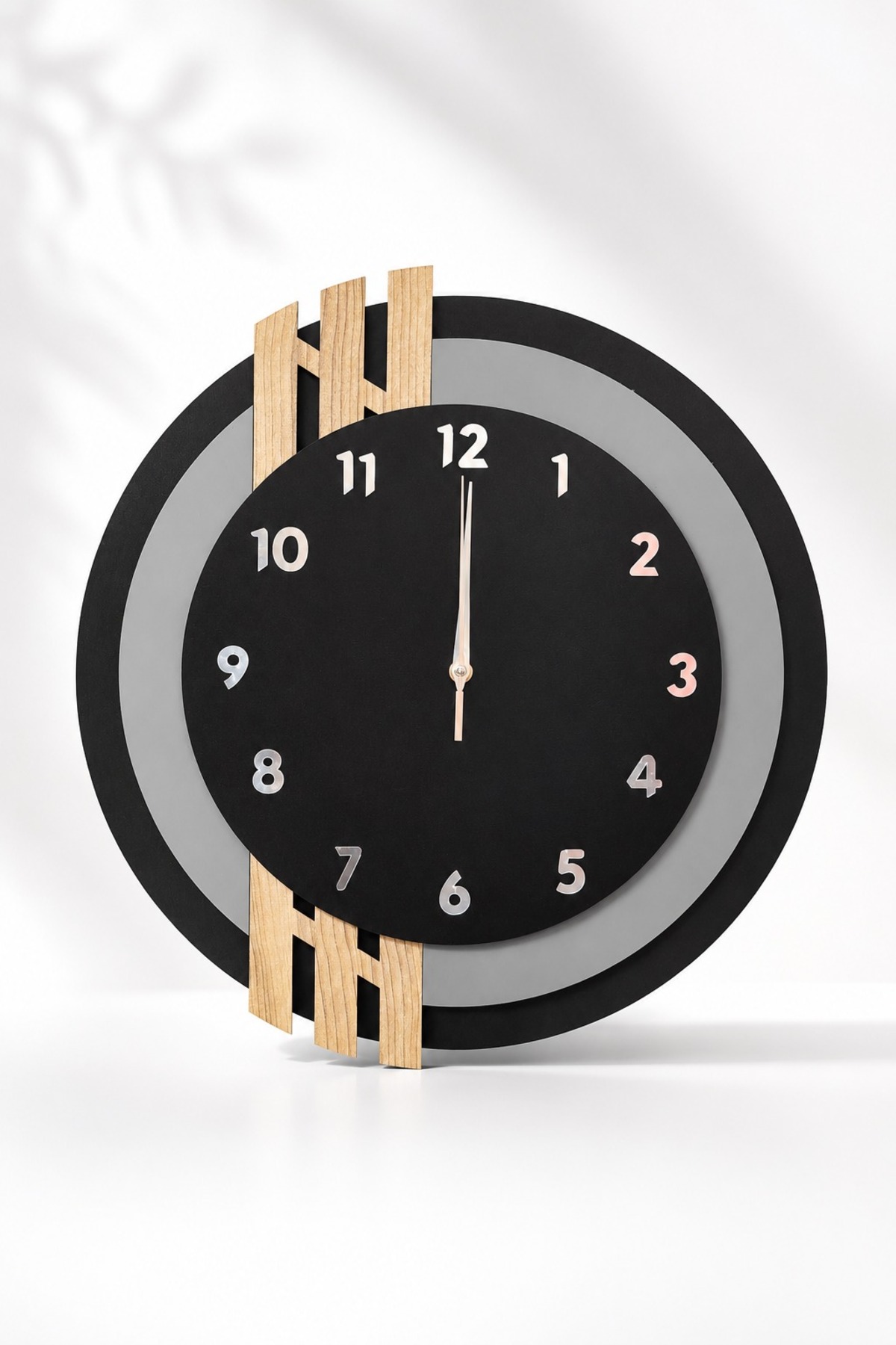 Nordic Line 2 Premium Wooden Wall Clock 43 cm | Modern Decorative Living Room Clock | MDF Scandinavian Design with Silent Mechanism