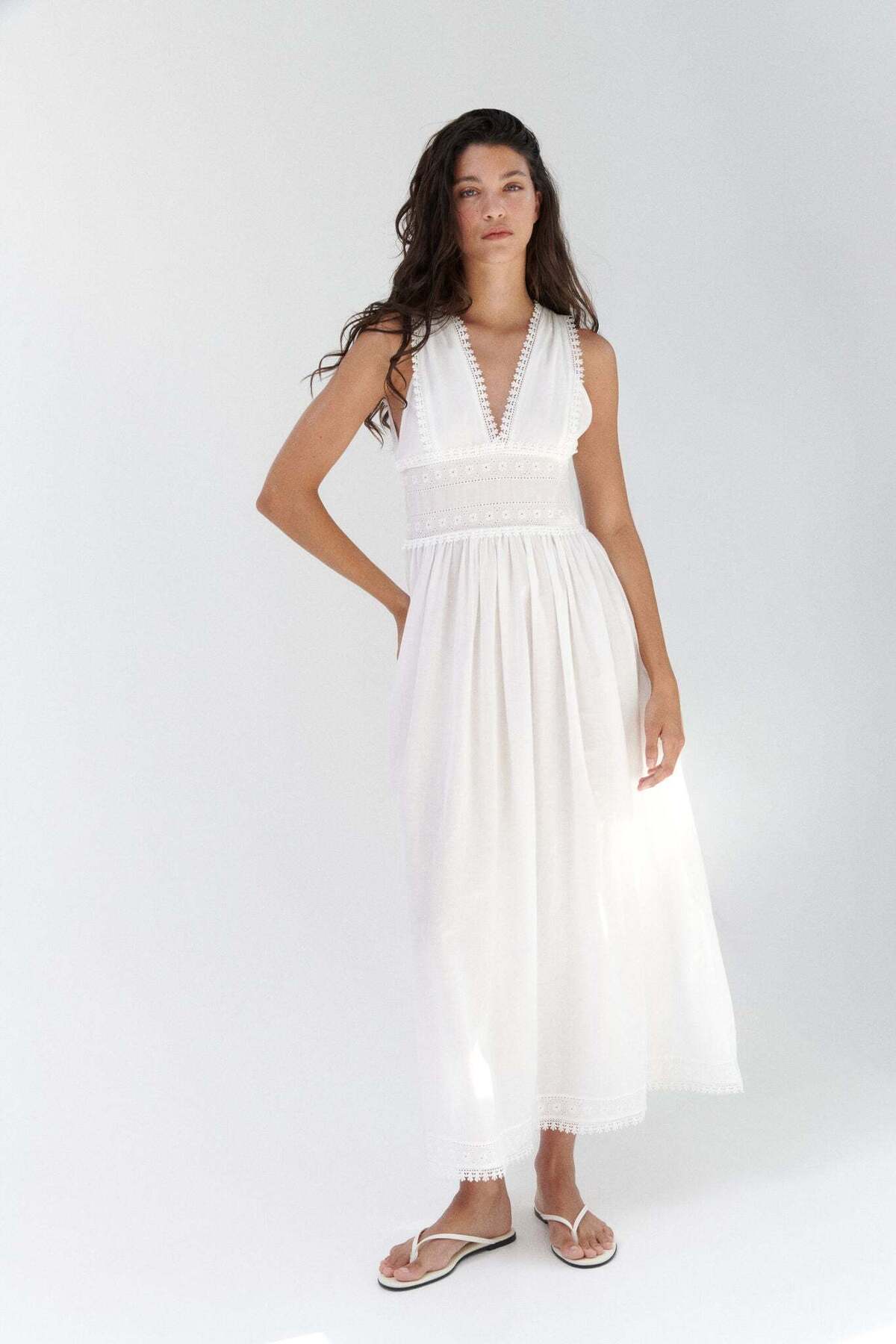 H&M Picot-trimmed cotton dress