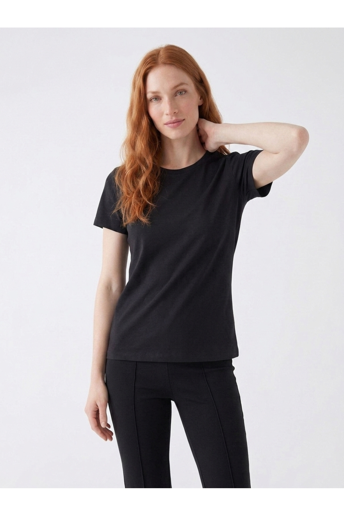 Pamuk Basic Esnek Bisiklet Yaka T-Shirt