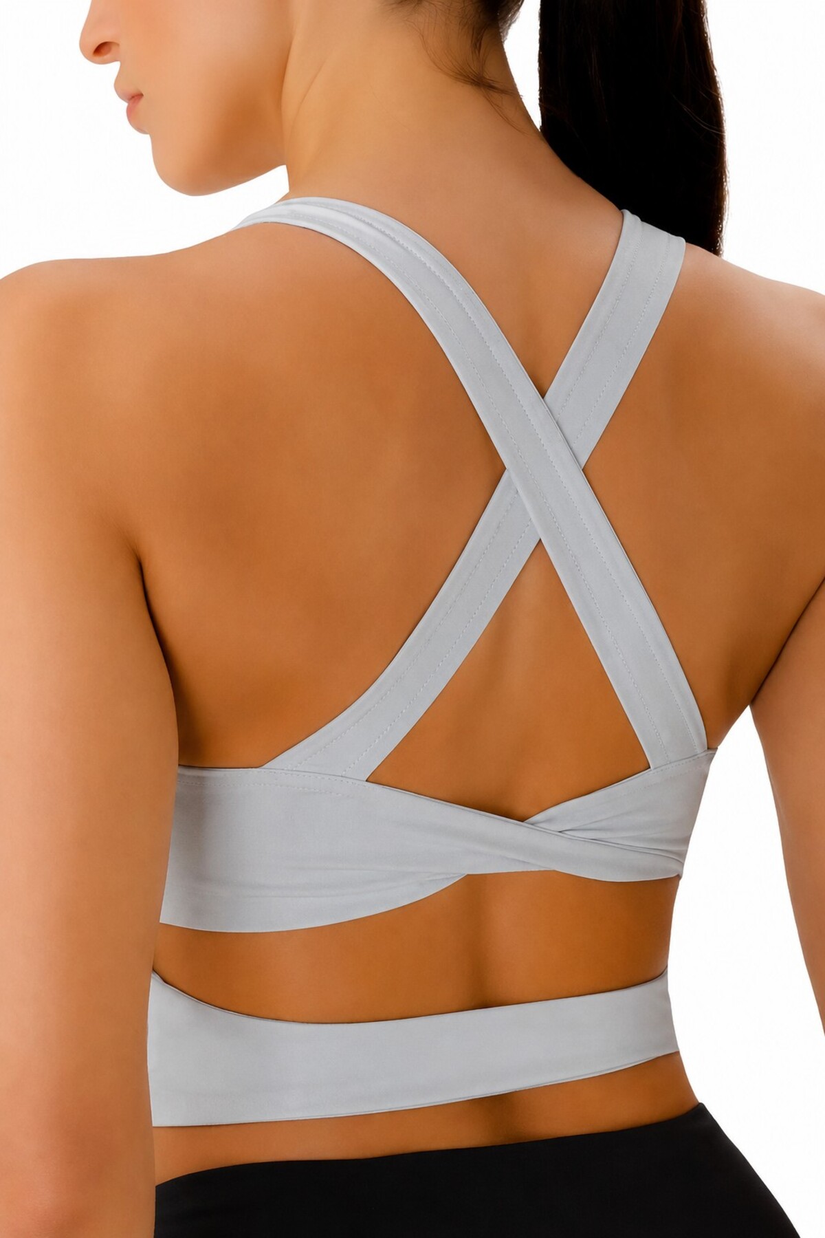 GHASSY CO . Kadın Çarpraz Sırt Detaylı Kaplı Yoga Egzersiz Fitness Spor Sütyeni CRS001