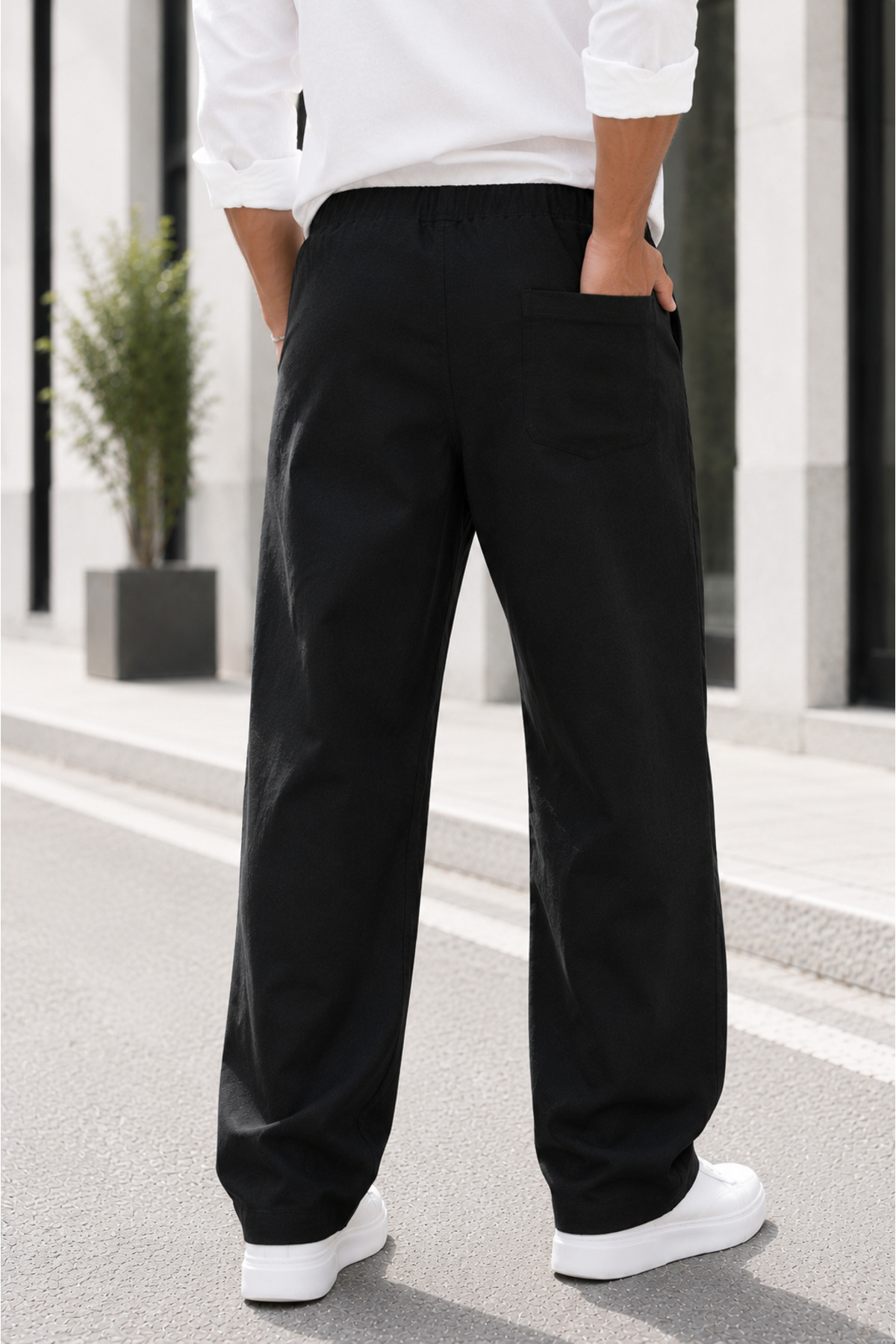 by fiyaka fashion Erkek Beli Lastikli Baggy Keten Pantolon Şık ve Rahat Kullanım görsel 7