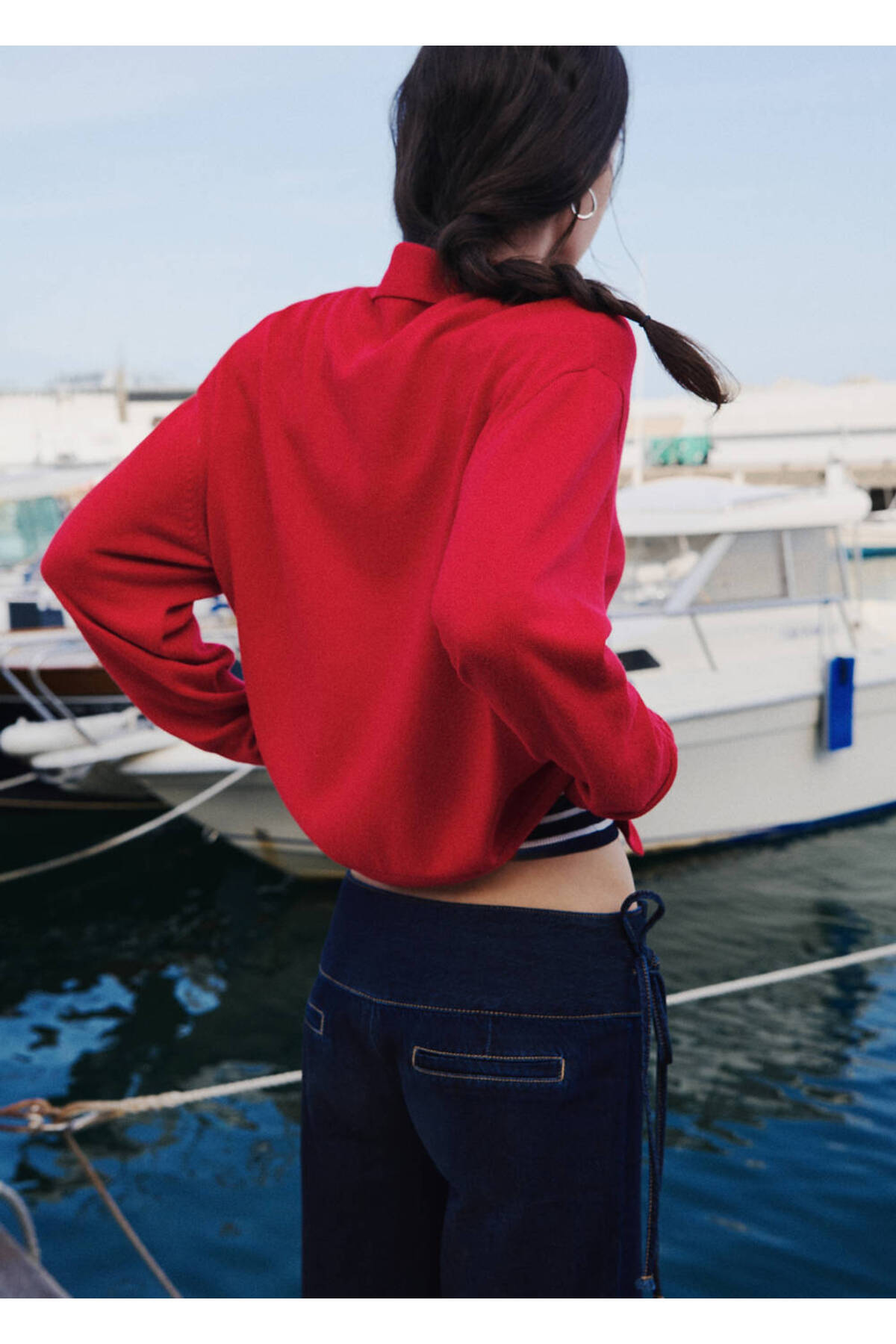 Mango Teen Polo yaka ince triko hırka