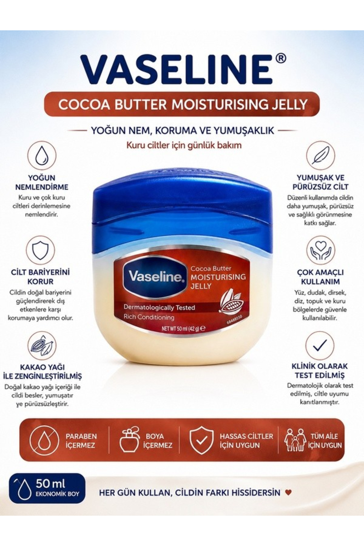 Cocoa Butter Nemlendirici Jel 50 Ml — KAKAOLUVAZELİN — تصویر 3 از 4