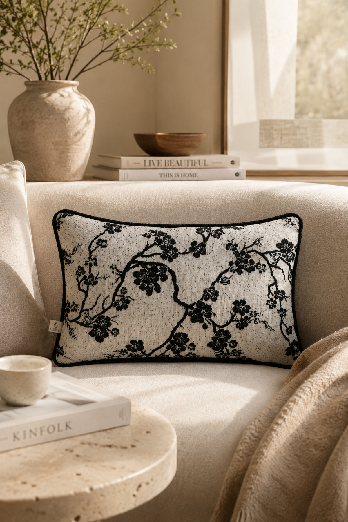 SAKURA BLACK PILLOW CASE (30X50)