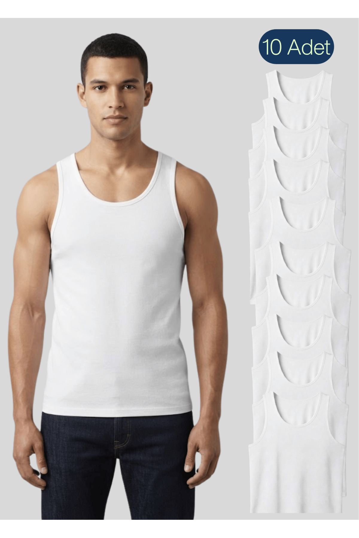 NACAR STORE Erkek 10Lu Set Kalın Askılı Pamuklu Atlet