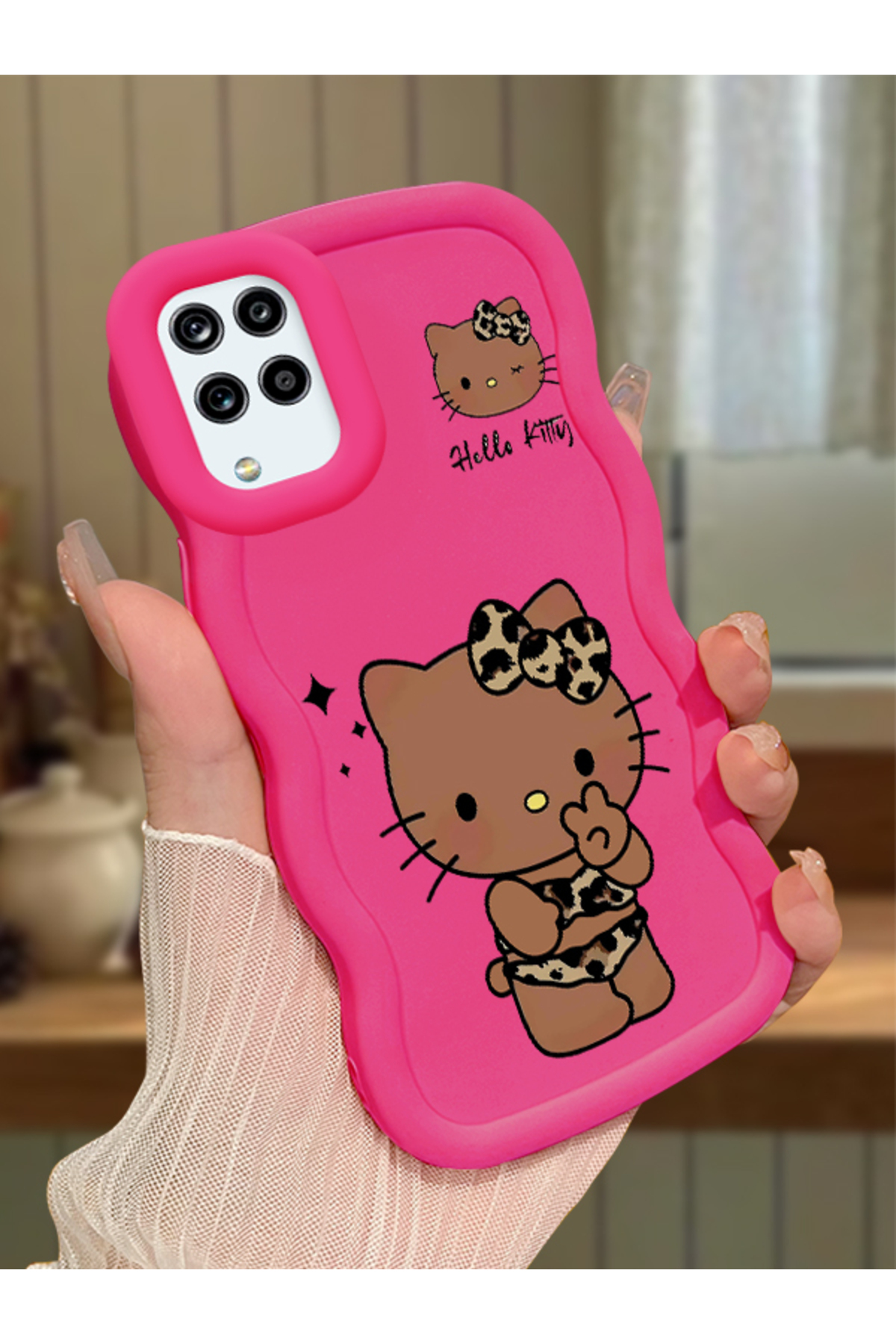 Samsung Galaxy M12 Compatible Case camera protector Red Silicone Couple Phone Case Kitty Pattern