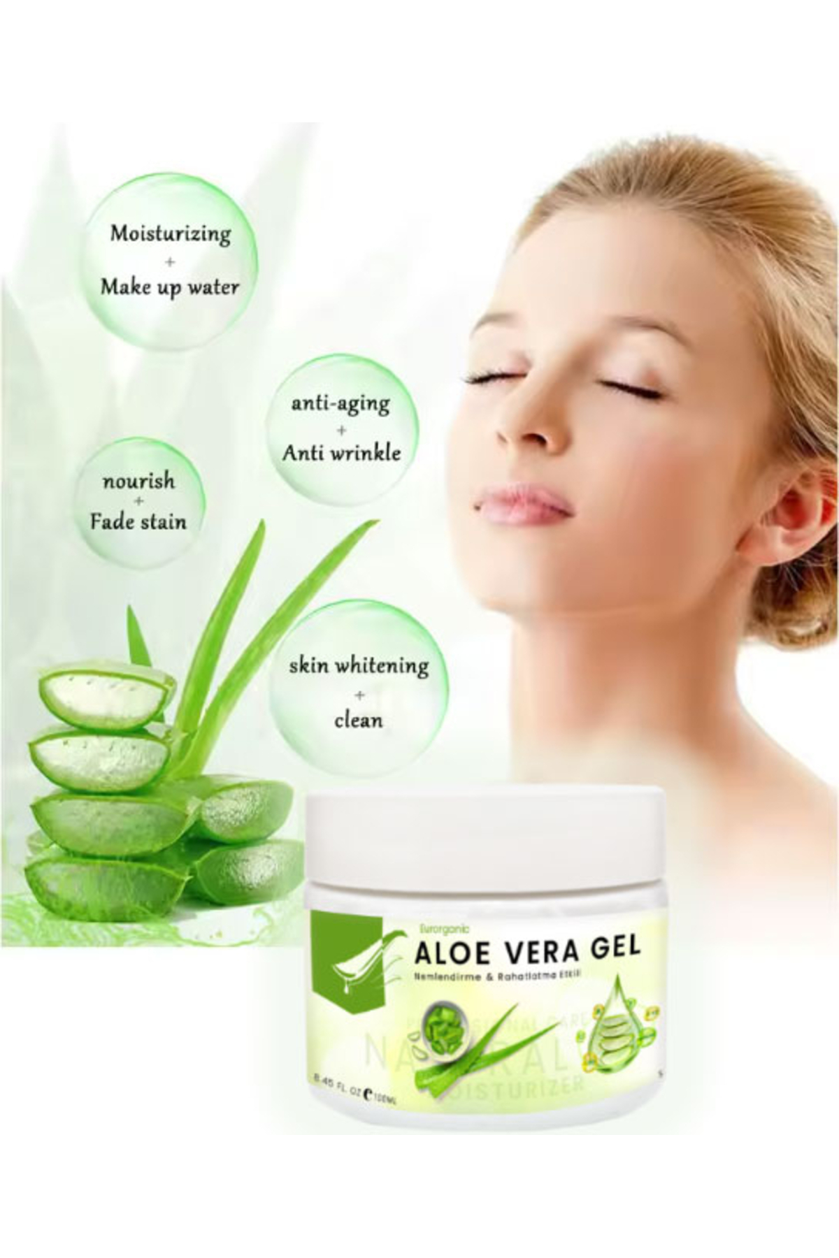 Eurorganic Aloe Vera Gel Cildinize Bakımjeli 100ML — GU-EYF-2910-NIDA01 — تصویر 2 از 3