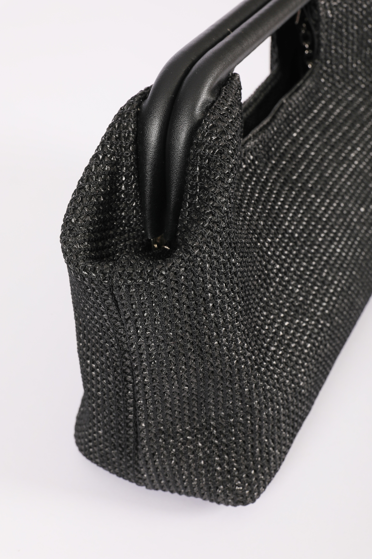 HEYBE'S Heybes Kadın Siyah Hasır Jüt Clutch El Çantası görsel 5