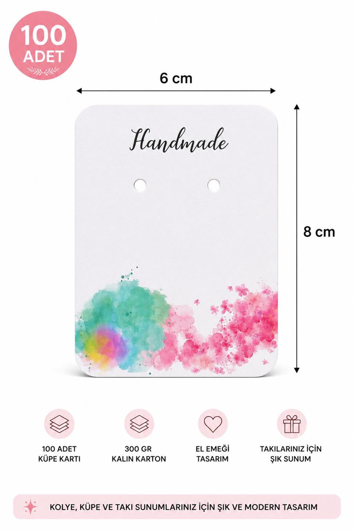 100pcs Watercolor Pattern Earring Card 6x8cm | Handmade Jewelry Card | 300g Jewelry Presentation Card | Colorful Earring Card