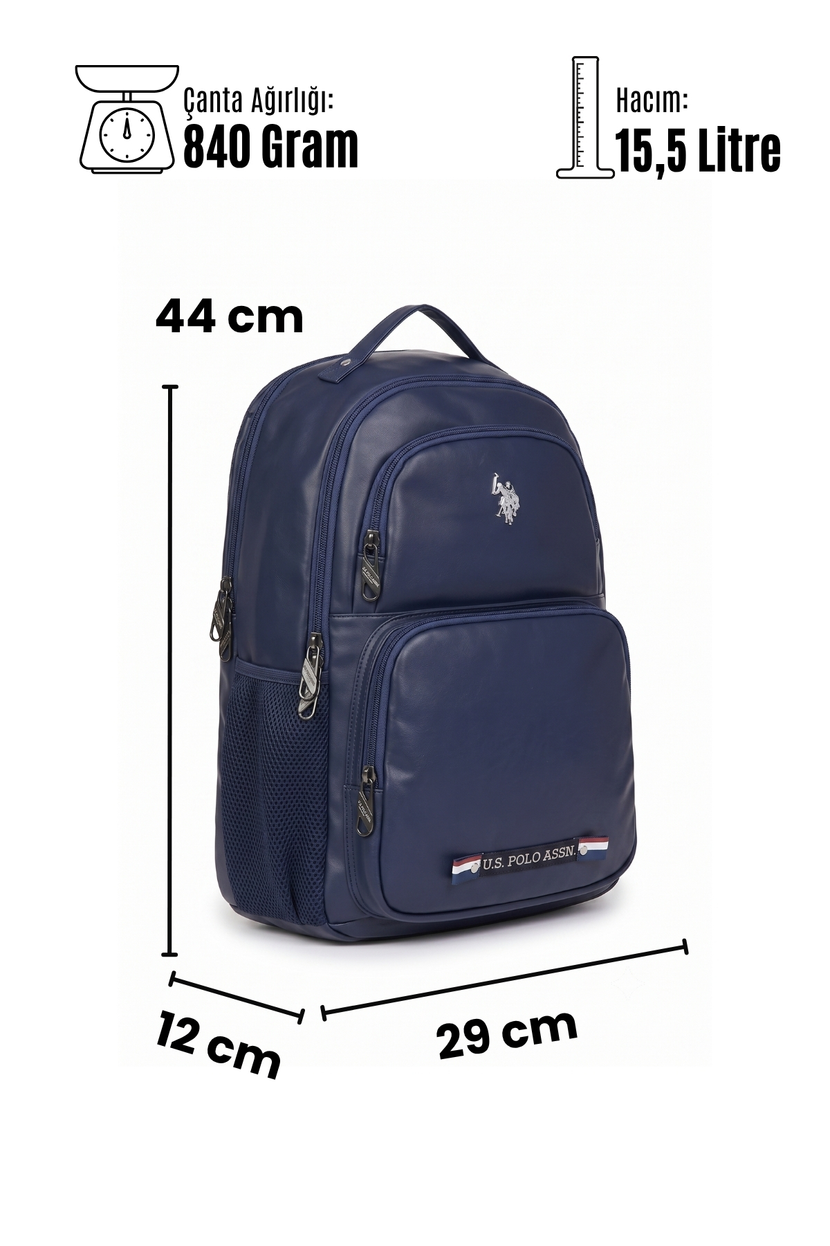 U.S. Polo Assn. 24424-24426-24425-24423 Unisex Vegan Sırt Çantası Okul Çantası Seyahat Kamp Çantası görsel 8