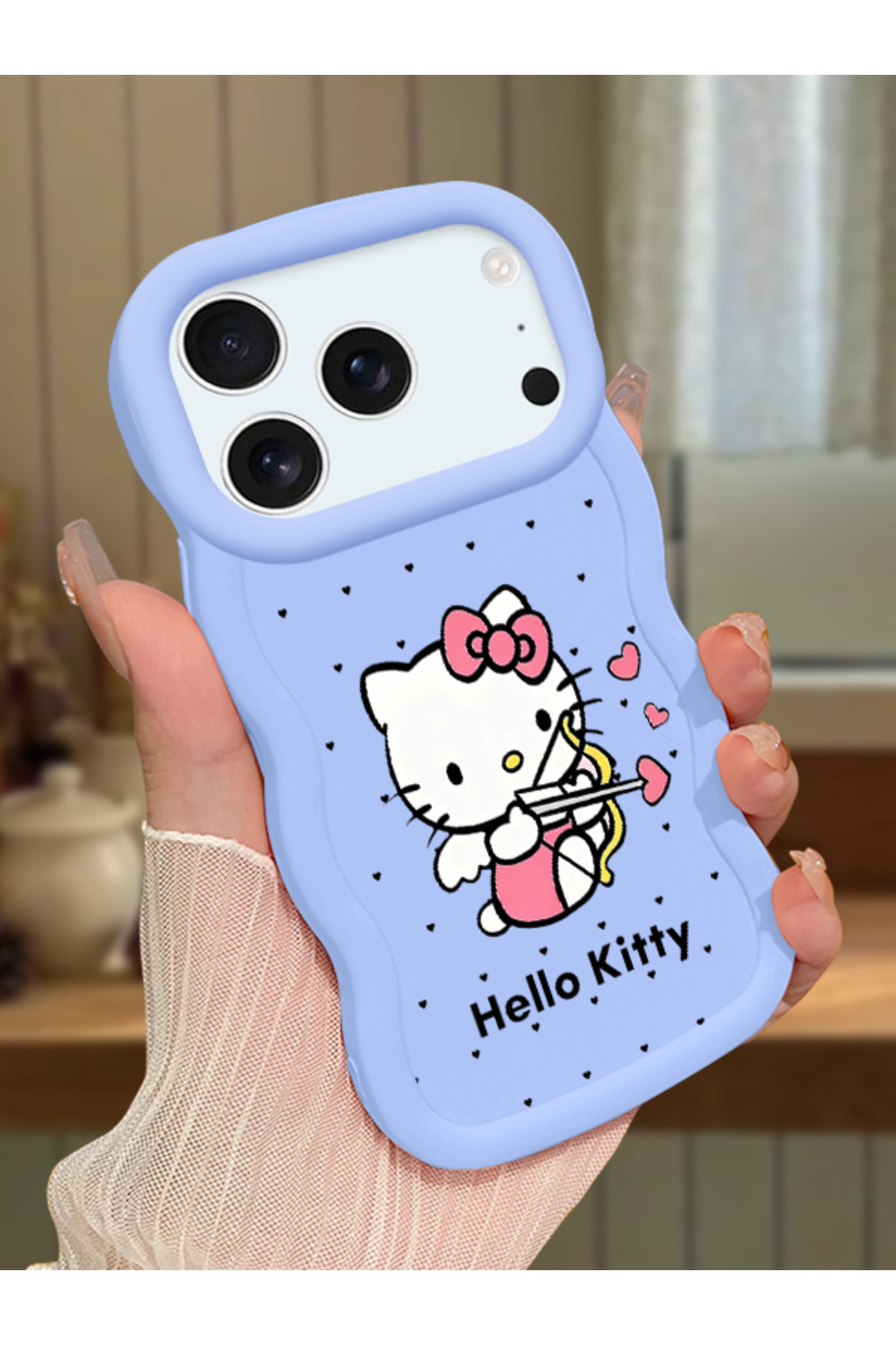 iPhone 17 Pro Max Compatible Case Camera Protector Blue Silicone Couple Phone Case Kitty Pattern