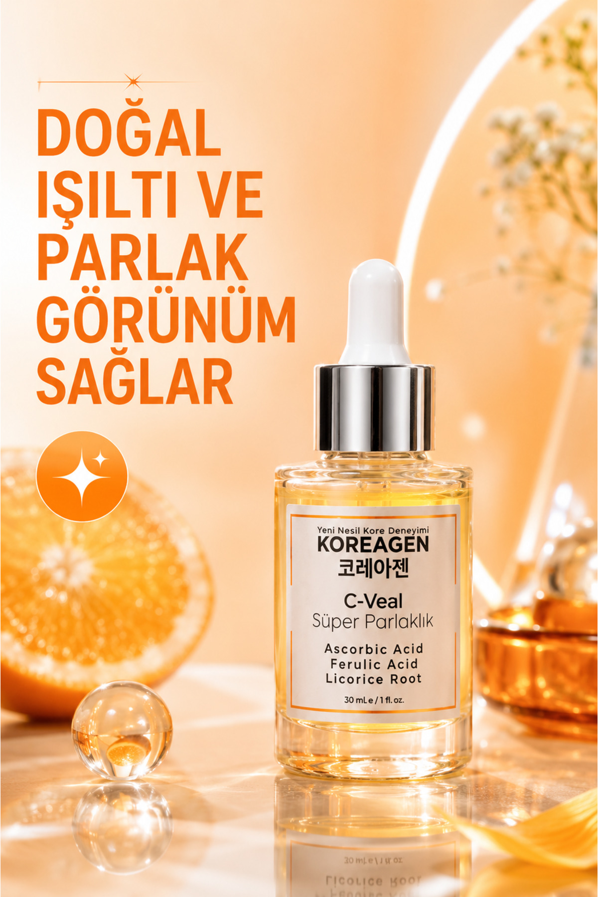 C-Veal C Vitamini Serum Leke Karşıtı Serum Antioksidan Serum Cilt Tonu Eşitleyici Yüz Bakım Serumu 30 ml — cveal-01 — تصویر 3 از 5