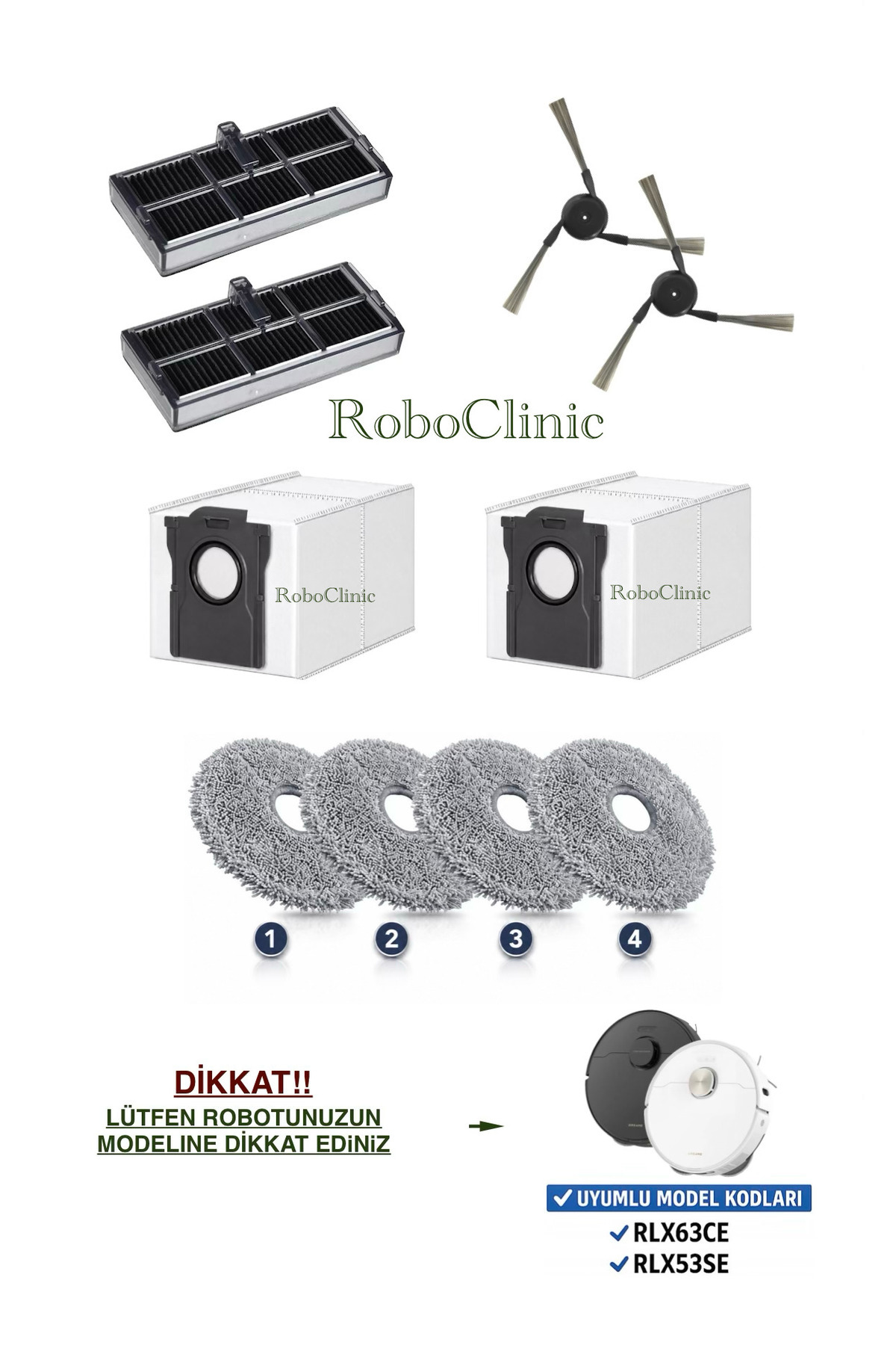 Dreame X40 Ultra L40 Ultra Robot Vacuum Cleaner Compatible Dust Bag, Side Brush, Hepa Filter, Mop Set 10 Pieces