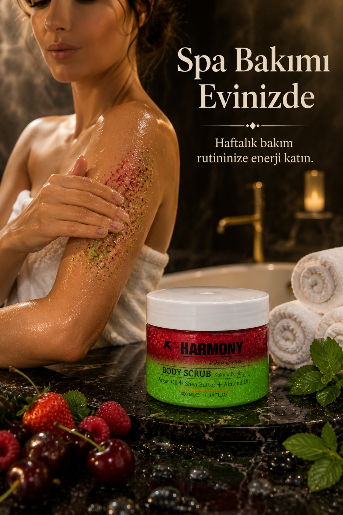 Forest Fruit Body Scrub 300 ml | Shea Butter + Argan Oil + Almond Oil İçeren Vücut Peelingi — PH-BS-FF-300 — تصویر 2 از 8