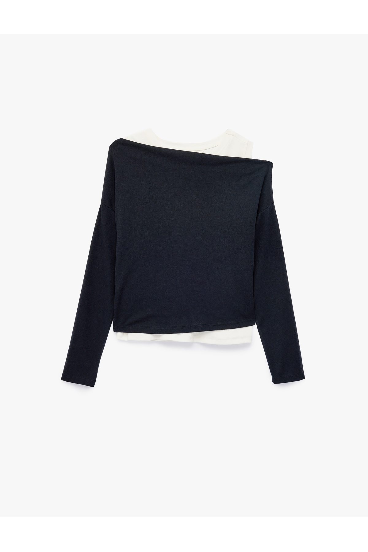 Koton Slim Fit Viscose Blended Asymmetrical Collar Long Sleeve Layered T-Shirt