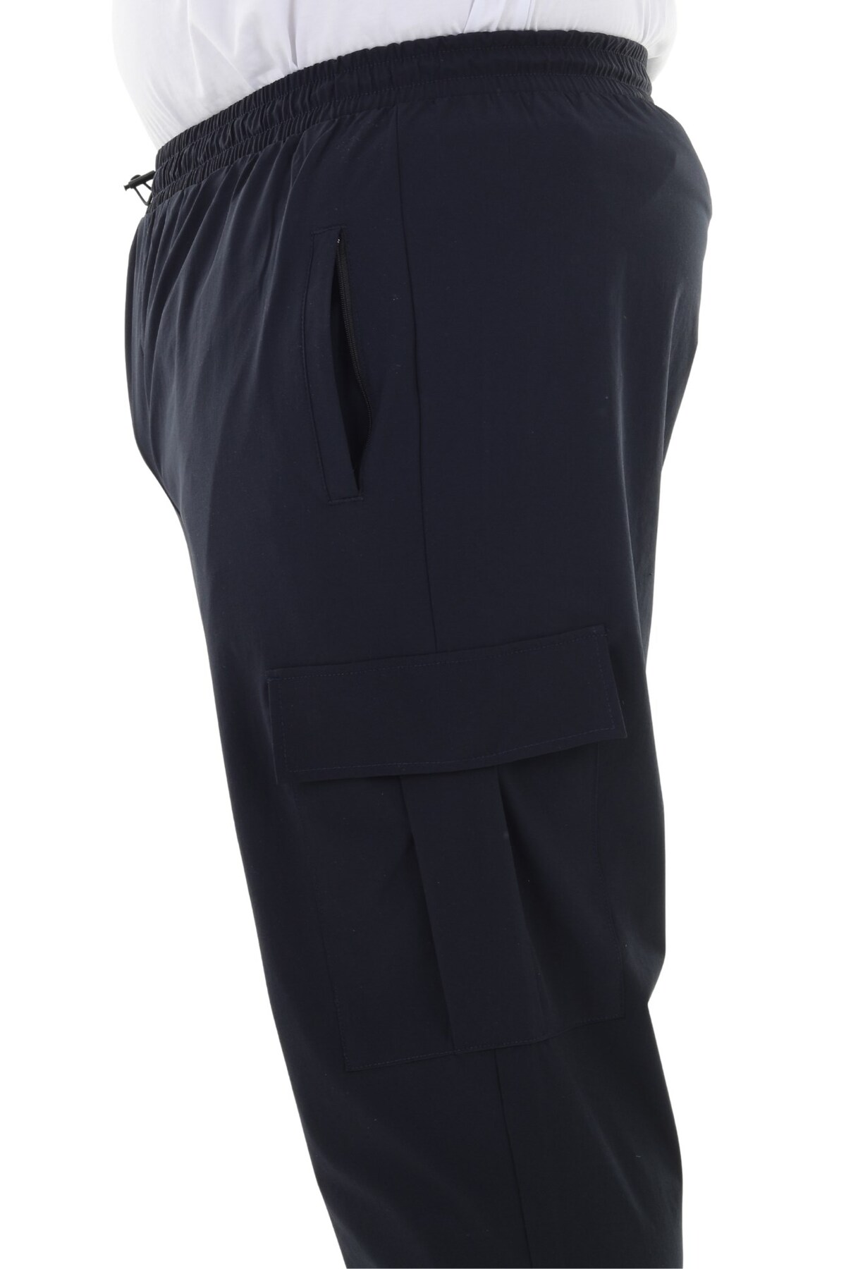 marufshop Erkek Büyük Beden Kargo Cepli Likralı Paraşüt Kumaş Pantolon/Eşofman Alt Lacivert görsel 6