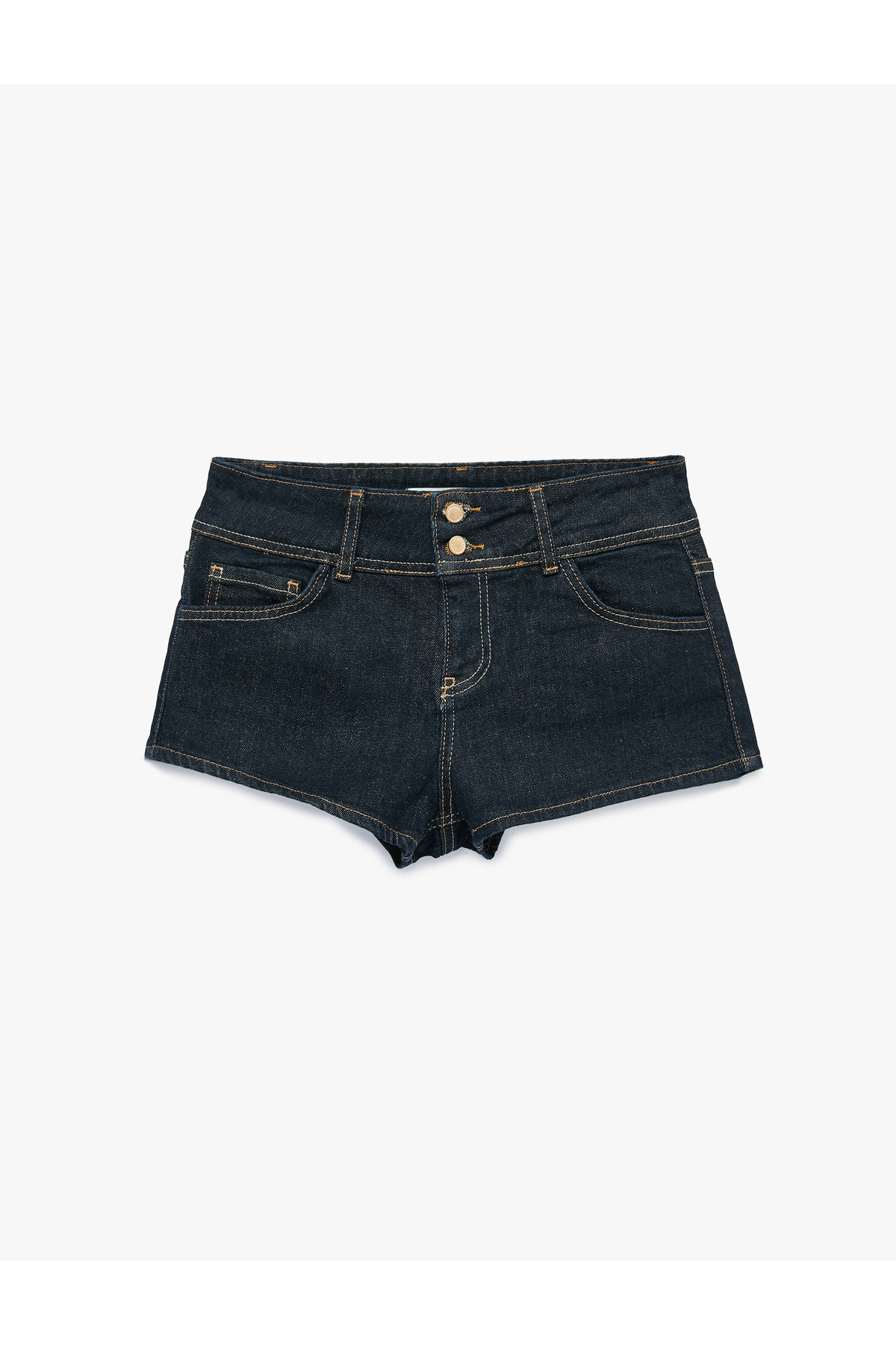 Pamuklu Normal Bel Cep Detaylı Düğmeli Mini Denim Şort