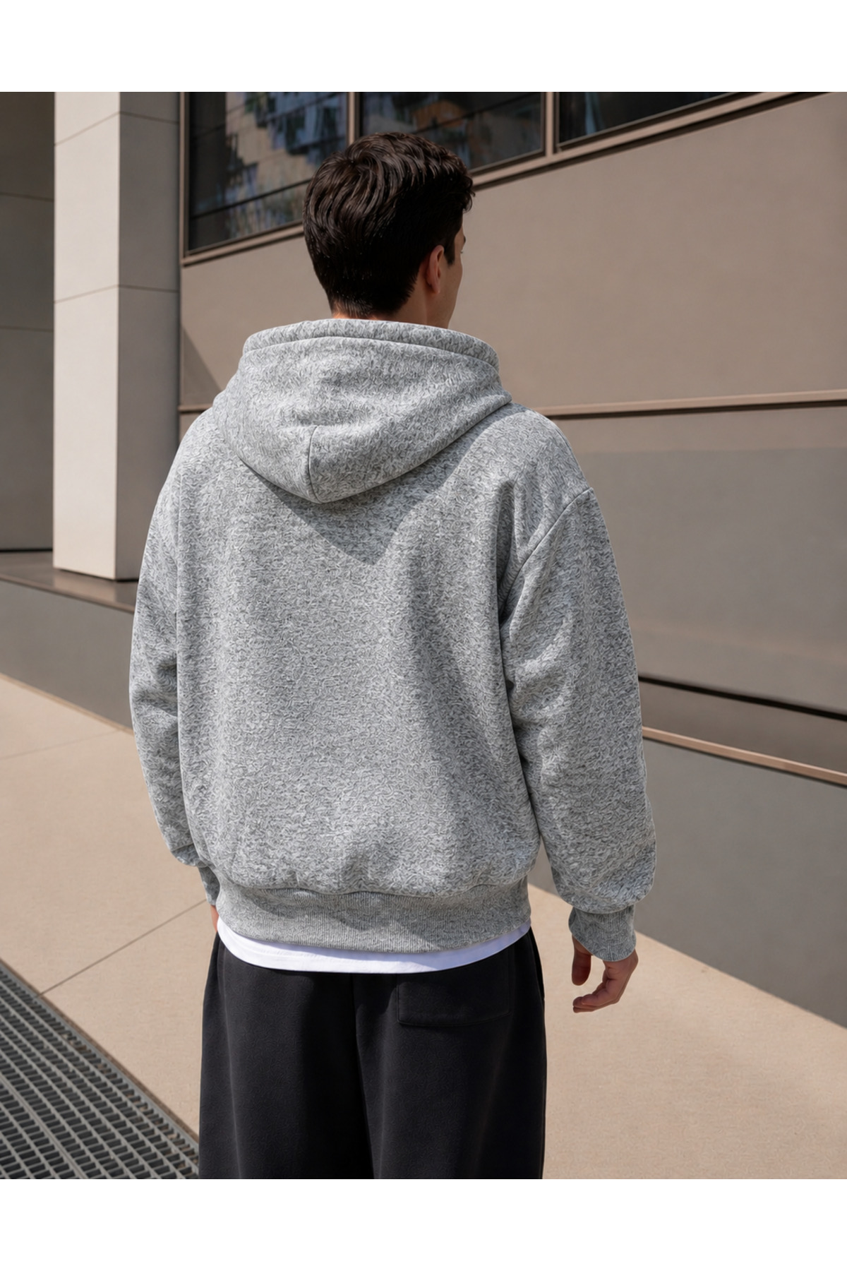 YAKAMEL ERKEK 3 İPLİK FERMUARLI KAPÜŞONLU OVERSİZE RAHAT SWEATSHIRT HIRKA görsel 3