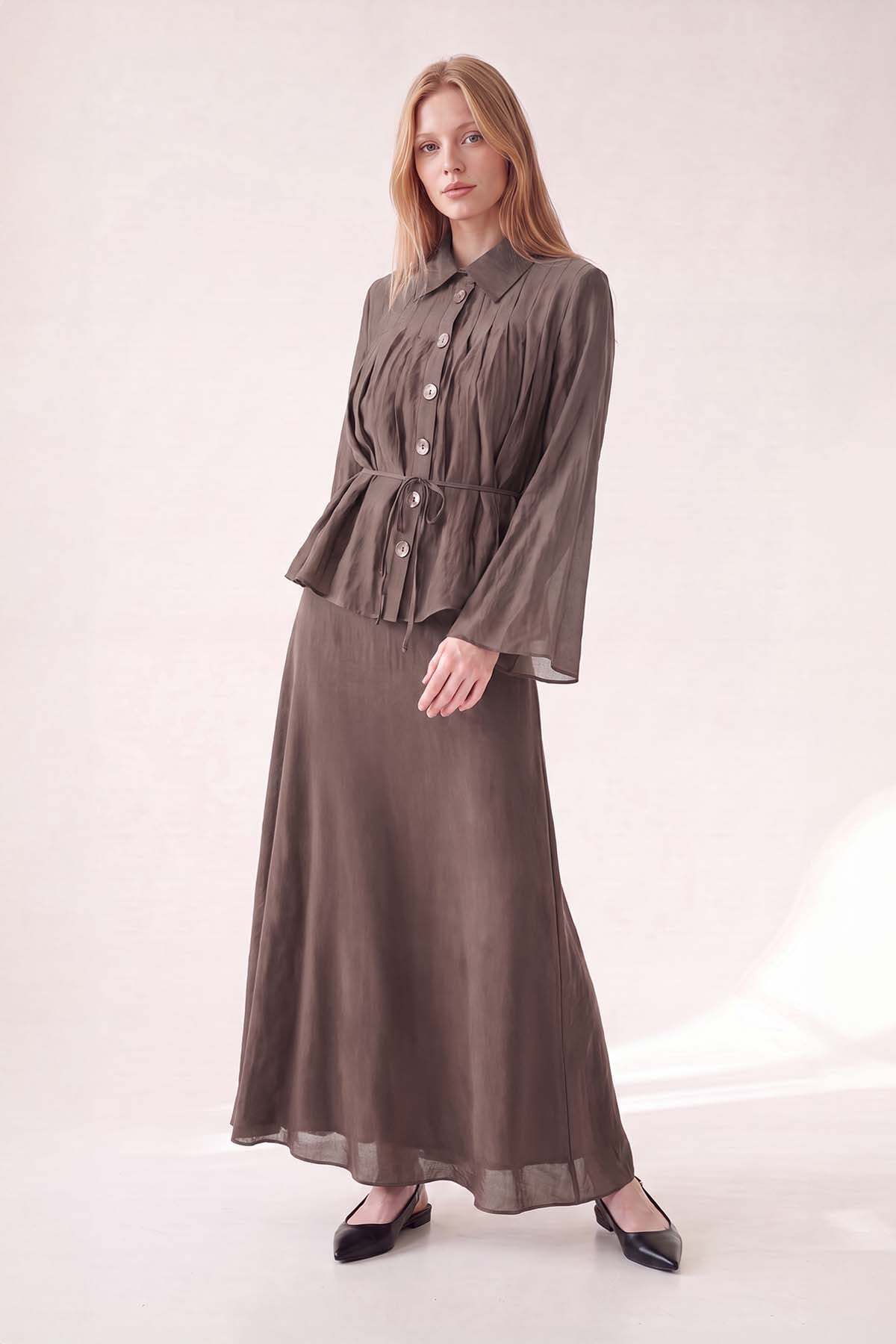 Levidor Mink Pile Detailed Skirt Set
