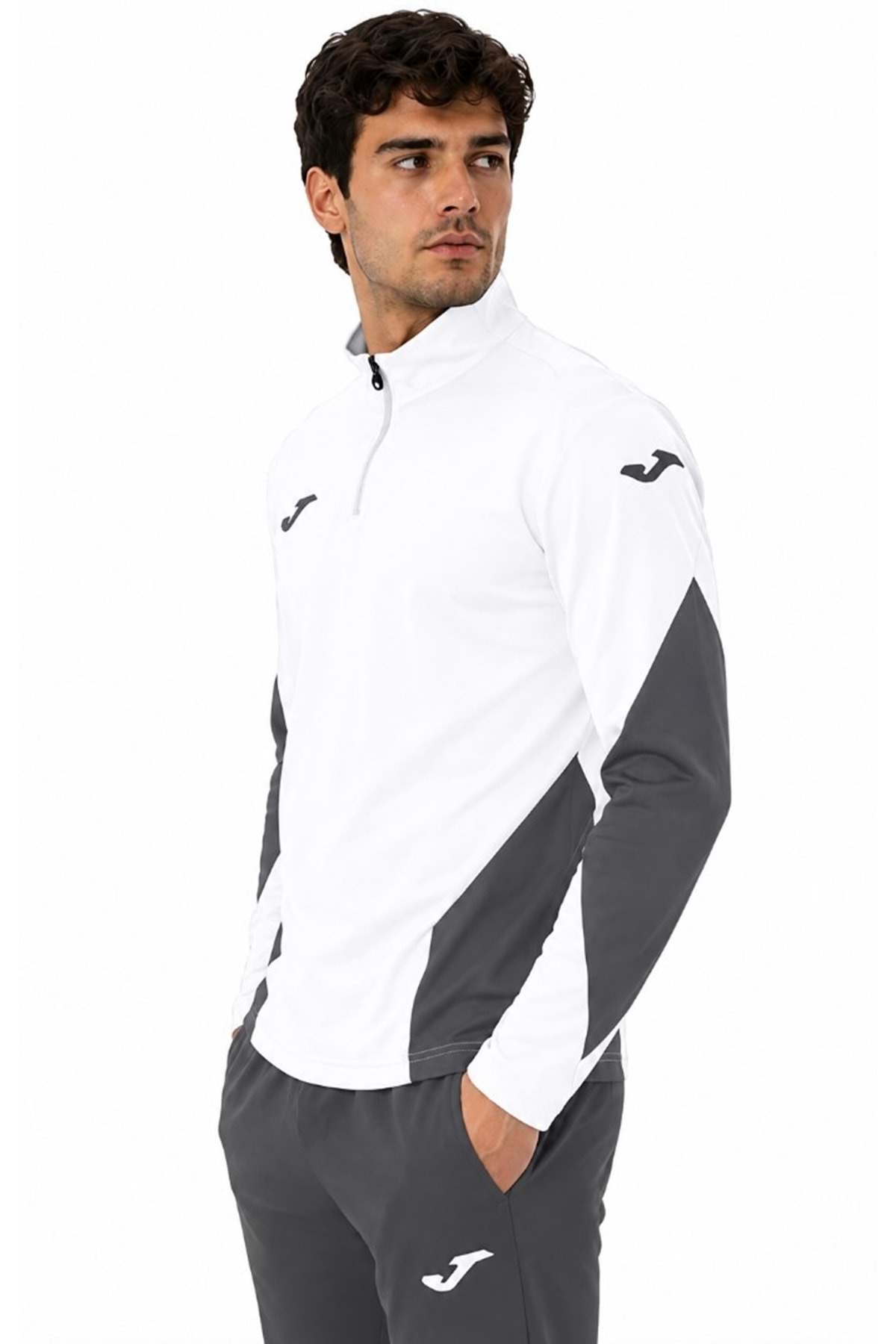 Joma 9212426 Antrenman Sweatshirt Stadio Yarım Fermuarlı Erkek Sweatshirt BEYAZ görsel 3