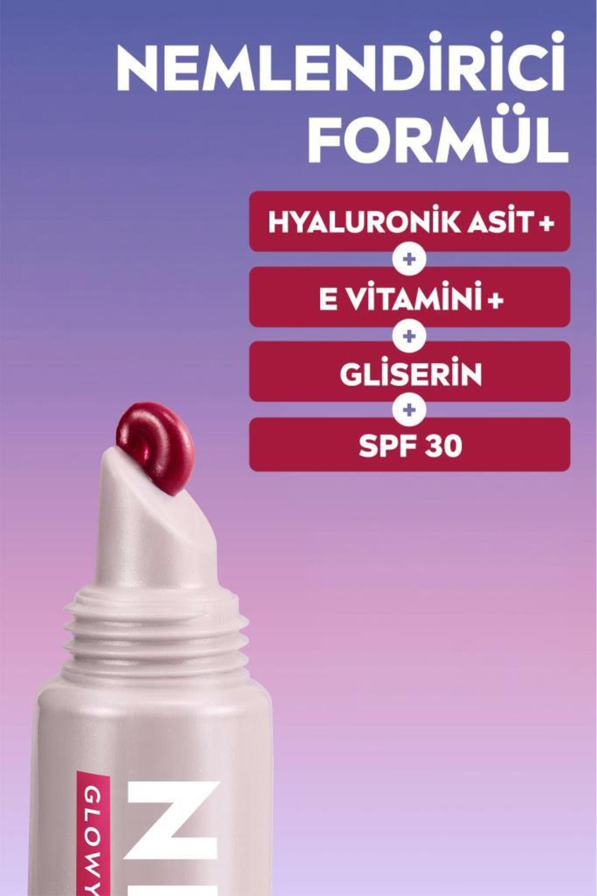کرم مرطوب‌کننده و براق‌کننده لب SPF30 با رنگ توت 10 میلی‌لیتر، حاوی اسید هیالورونیک و گلیسیرین