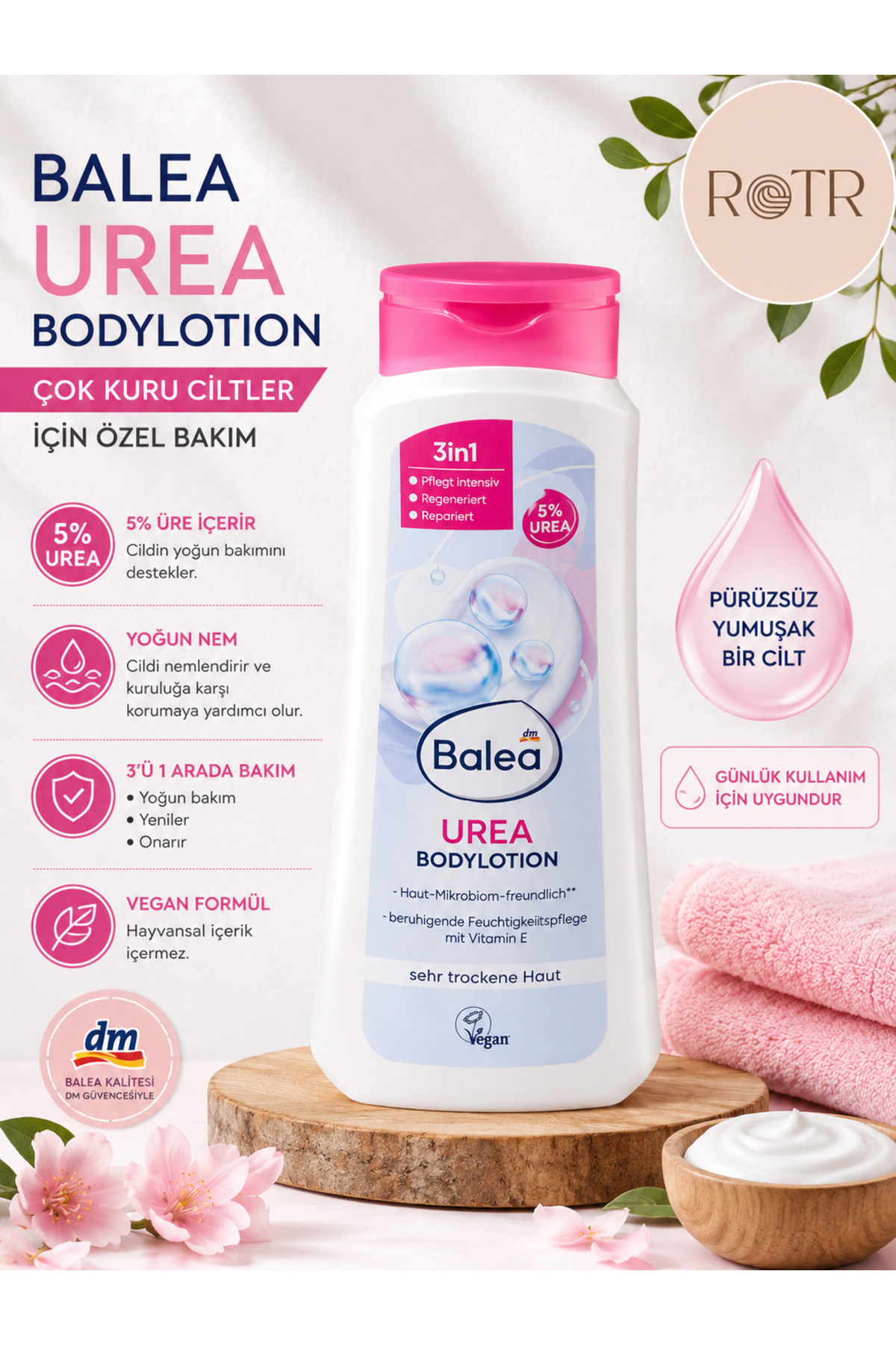 Urea Vücut Losyonu %5 Üre İçeren Yoğun Nemlendirici 400 ml — baleaureabodylotion — تصویر 3 از 6