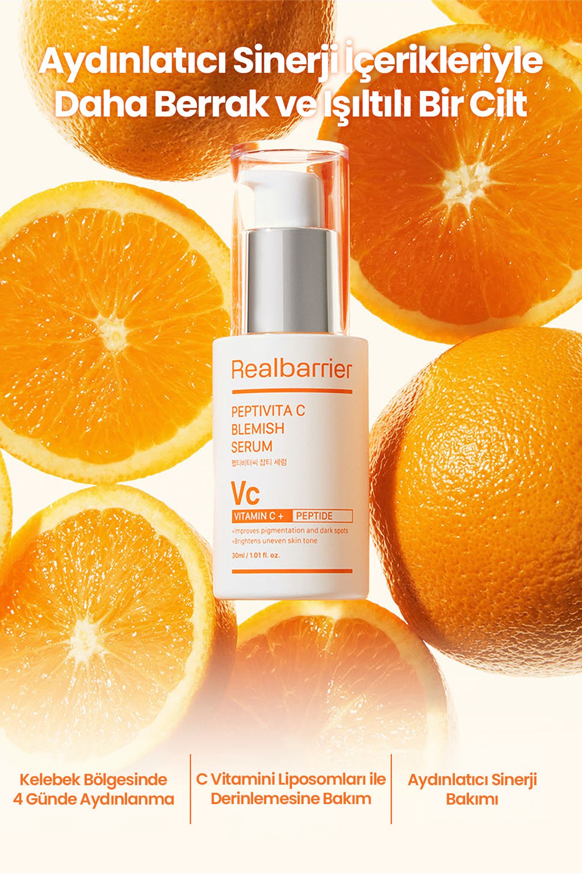 Leke Karşıtı Sıkı Görünüm Sunan Aydınlatıcı C Vitamini Serumu REALBARRIER Peptivita C Blemish Serum — 9785 — تصویر 6 از 9