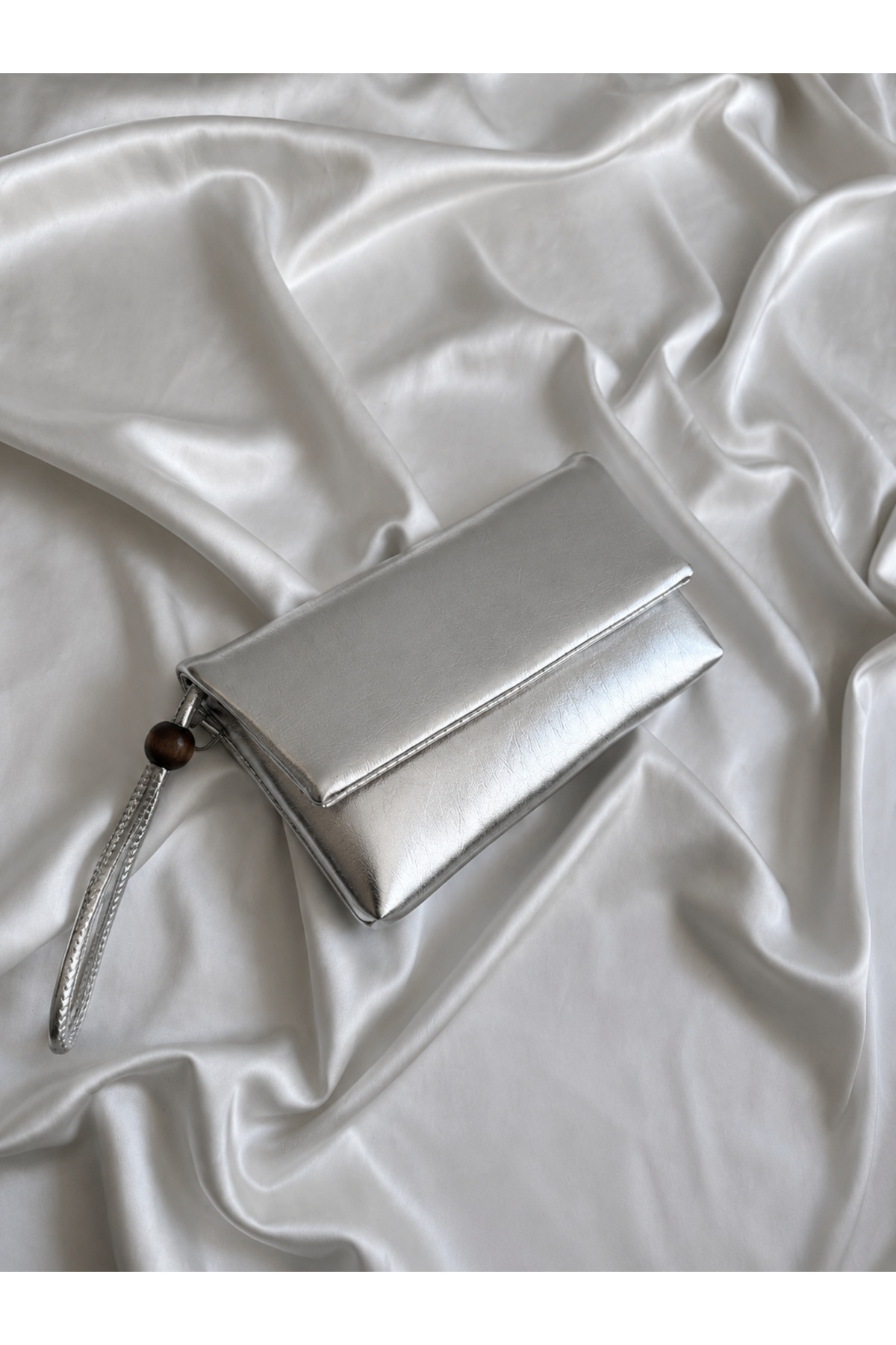 Mia Collection Sade Model Clutch Çanta , Portföy Çanta , El Çantası Gümüş