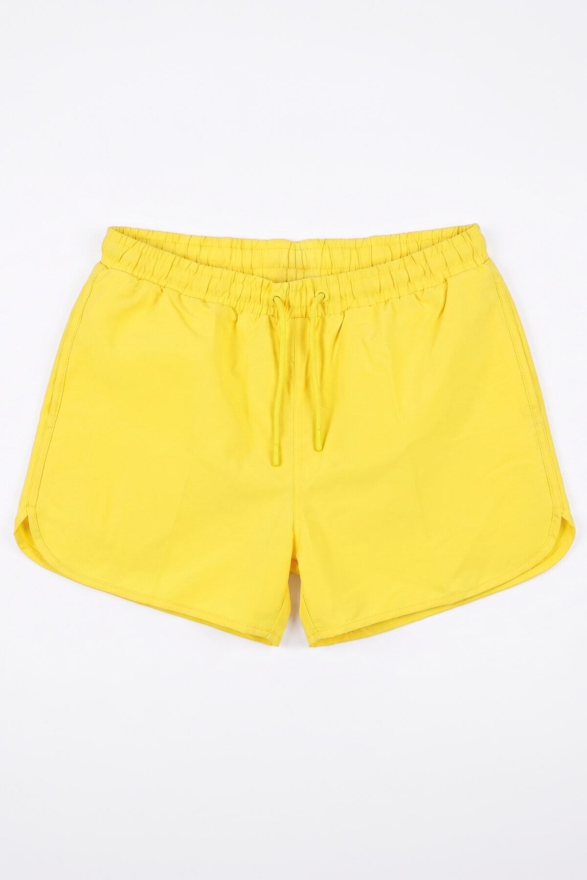 MARKAPIA Men's Yellow Mesh Swim Shorts with Pockets