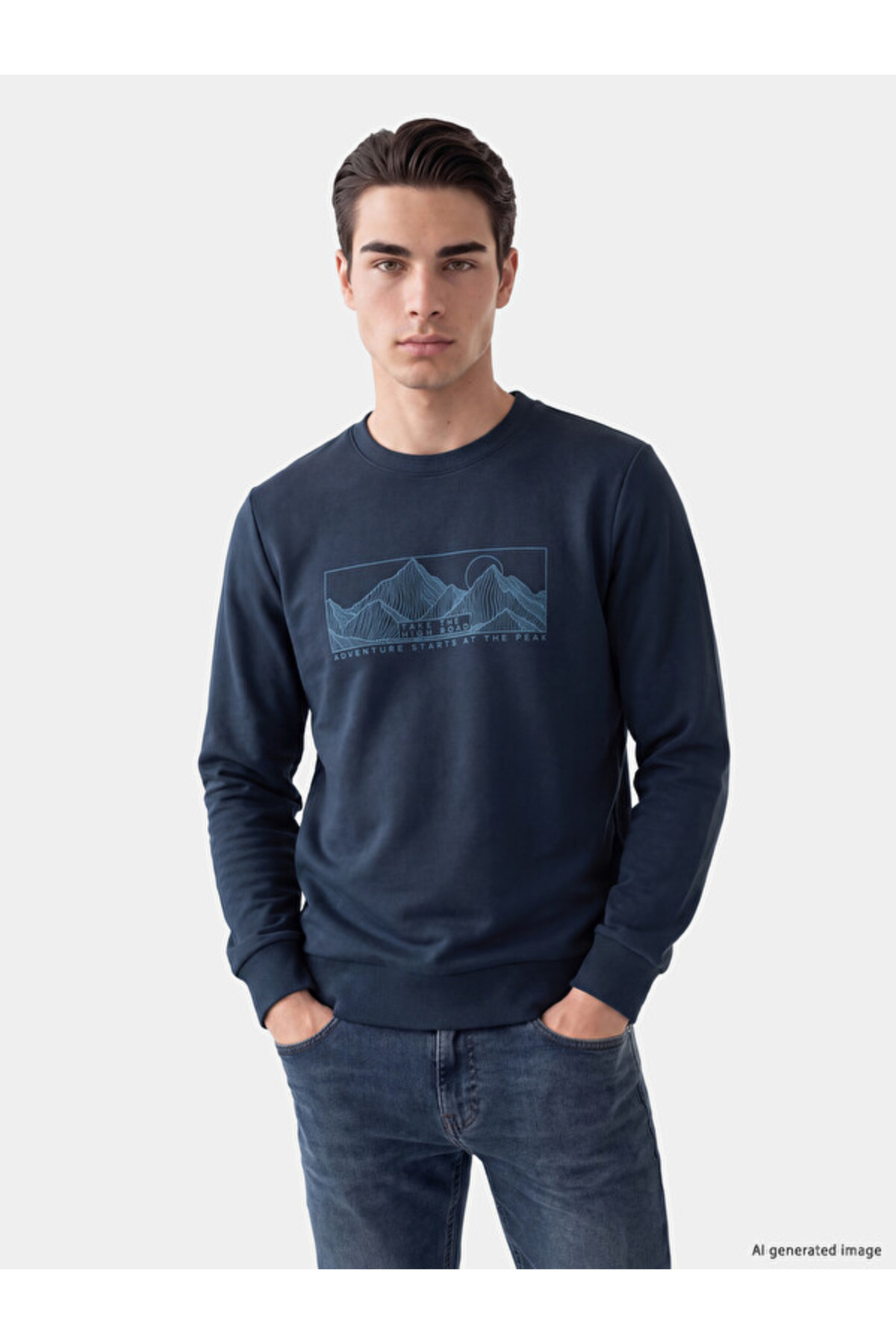 LC Waikiki Timeless Clothing & Timeless Choices Zero Roba Collar Printed Men's Thick Sweatshirt