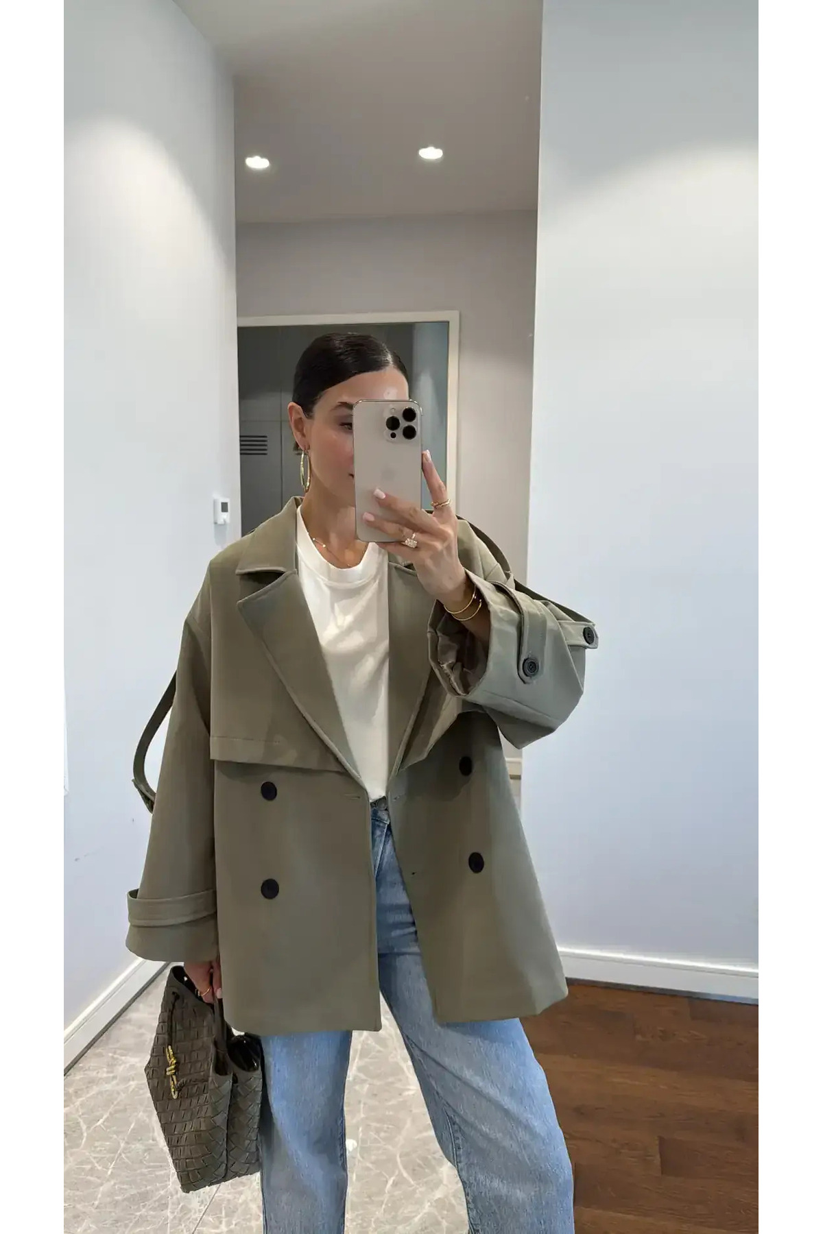 Helen Goods Midi Boy Beli Kuşaklı Oversize Kadın Trençkot