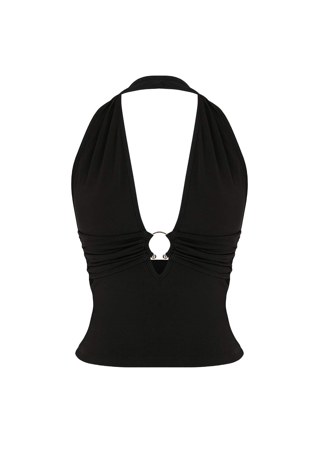 Trendyolmilla Siyah Aksesuar Detaylı Derin Dekolteli Party Bluz TPRSS26BZ00084