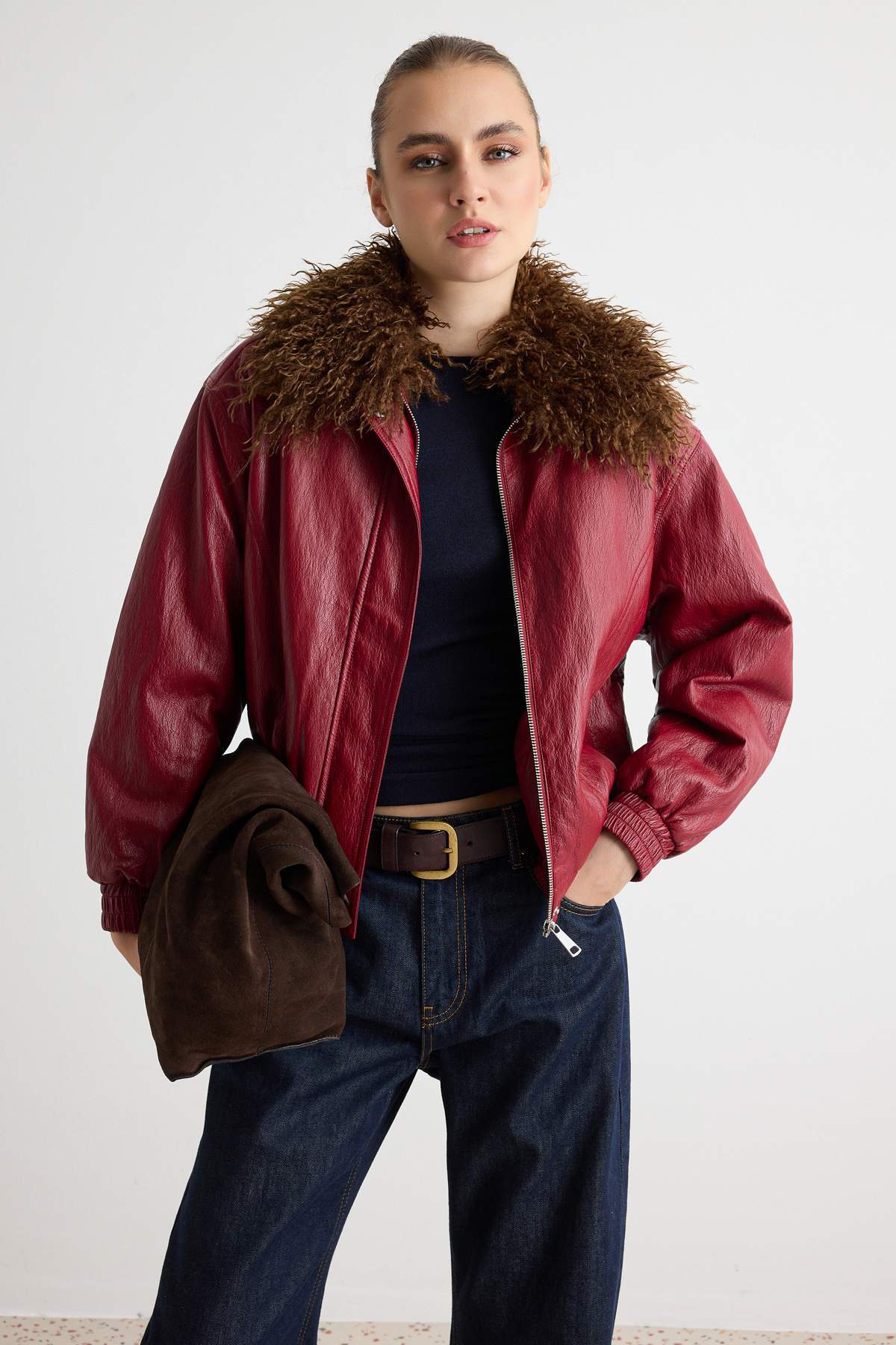 trendyolmilla-womens-burgundy-plain-oversize