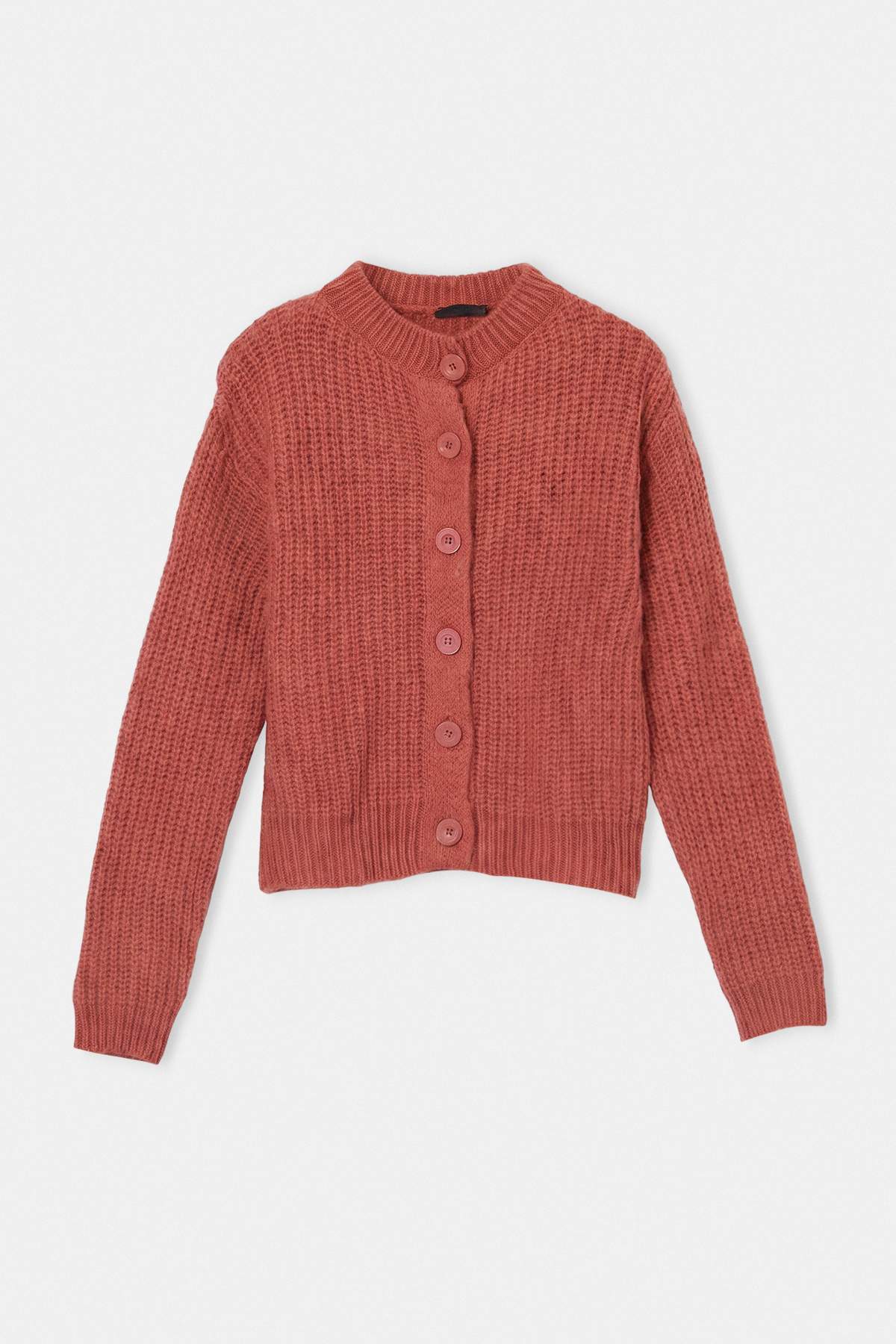 Trendyolmilla Wardrobe Essentials Gül Kurusu Yumuşak Dokulu Basic Triko Hırka | TWOAW26HI00204