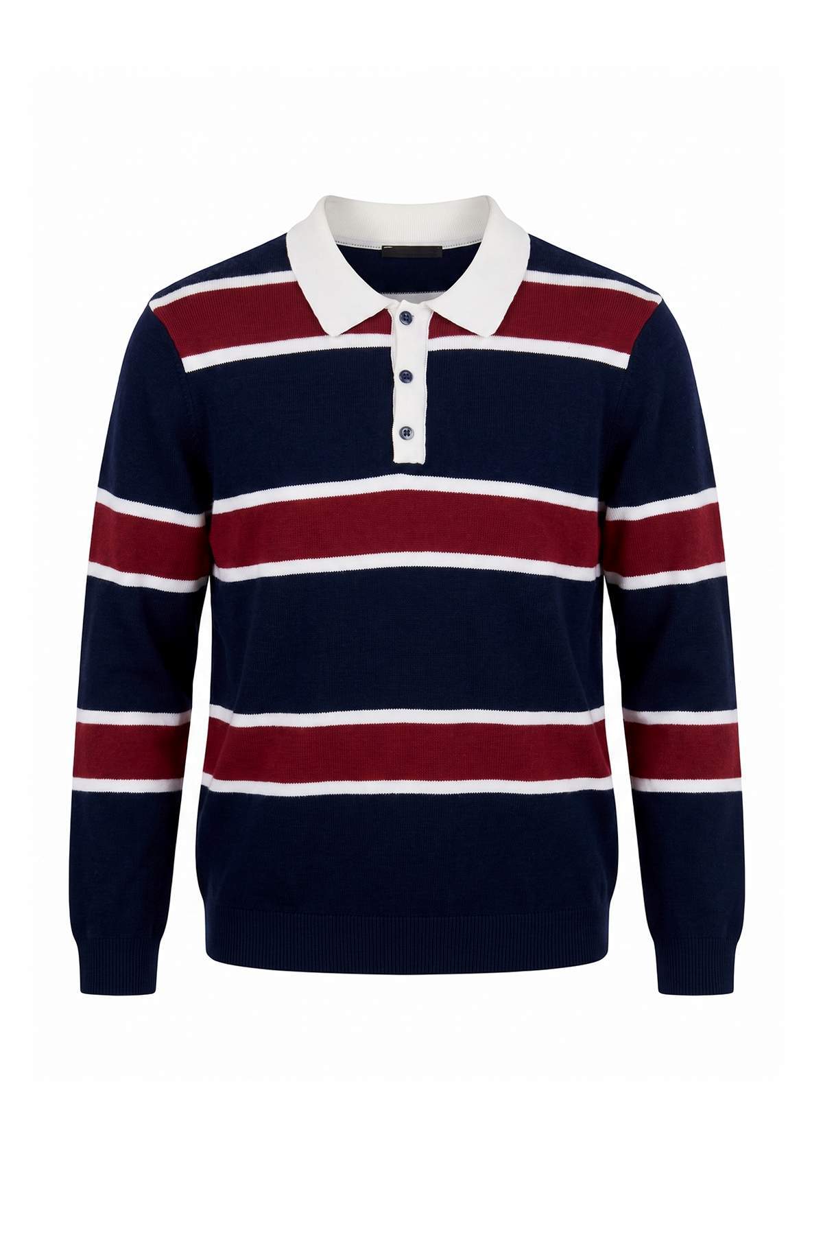 Trendyolmilla Man Lacivert-Bordo Regular/Normal Kesim Premium/Özel İplik Polo Yaka Triko Kazak TMNAW27KZ00012