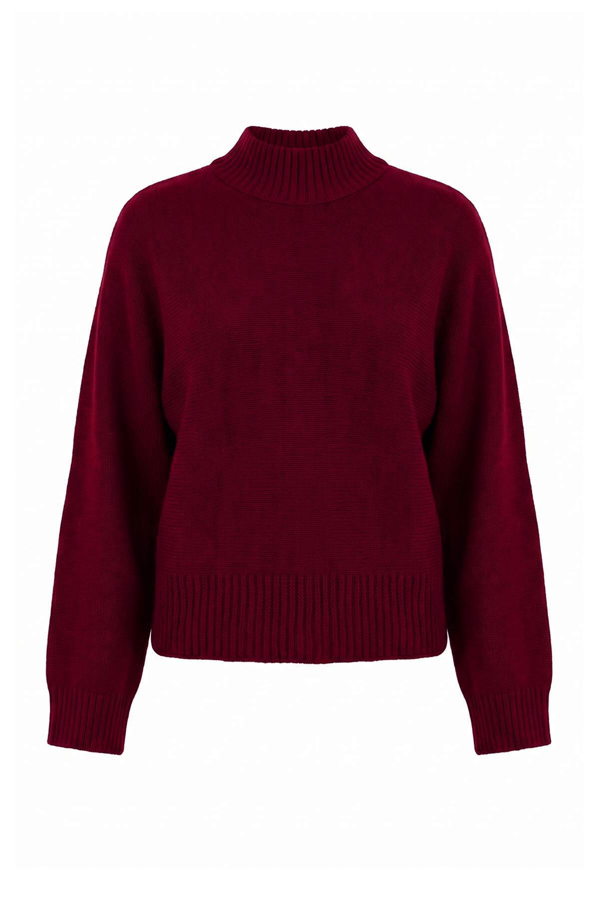 Trendyolmilla Bordo Geniş Kalıp İspanyol Kol Triko Kazak TWOAW23KZ01838