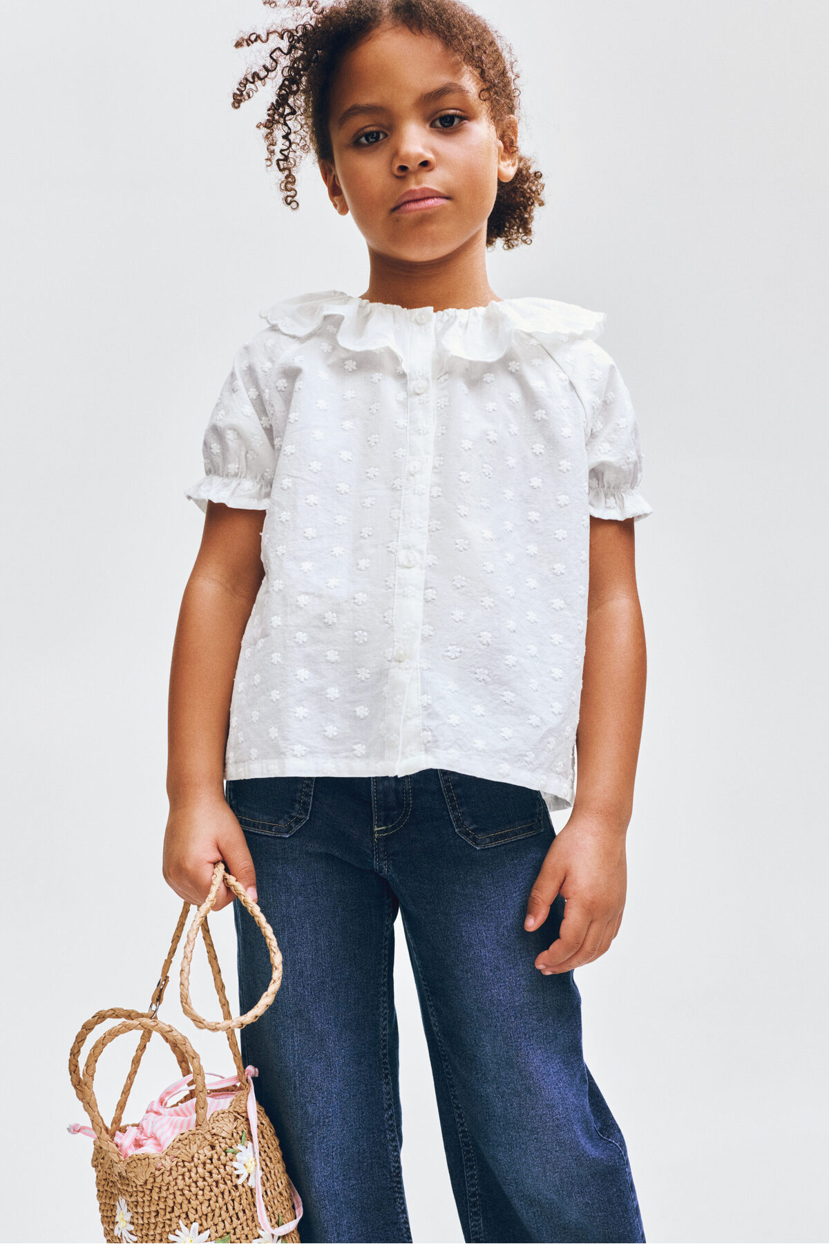 بلوز گلدوزی شده با یقه چین‌دار اچ اند ام بلوز H&M
