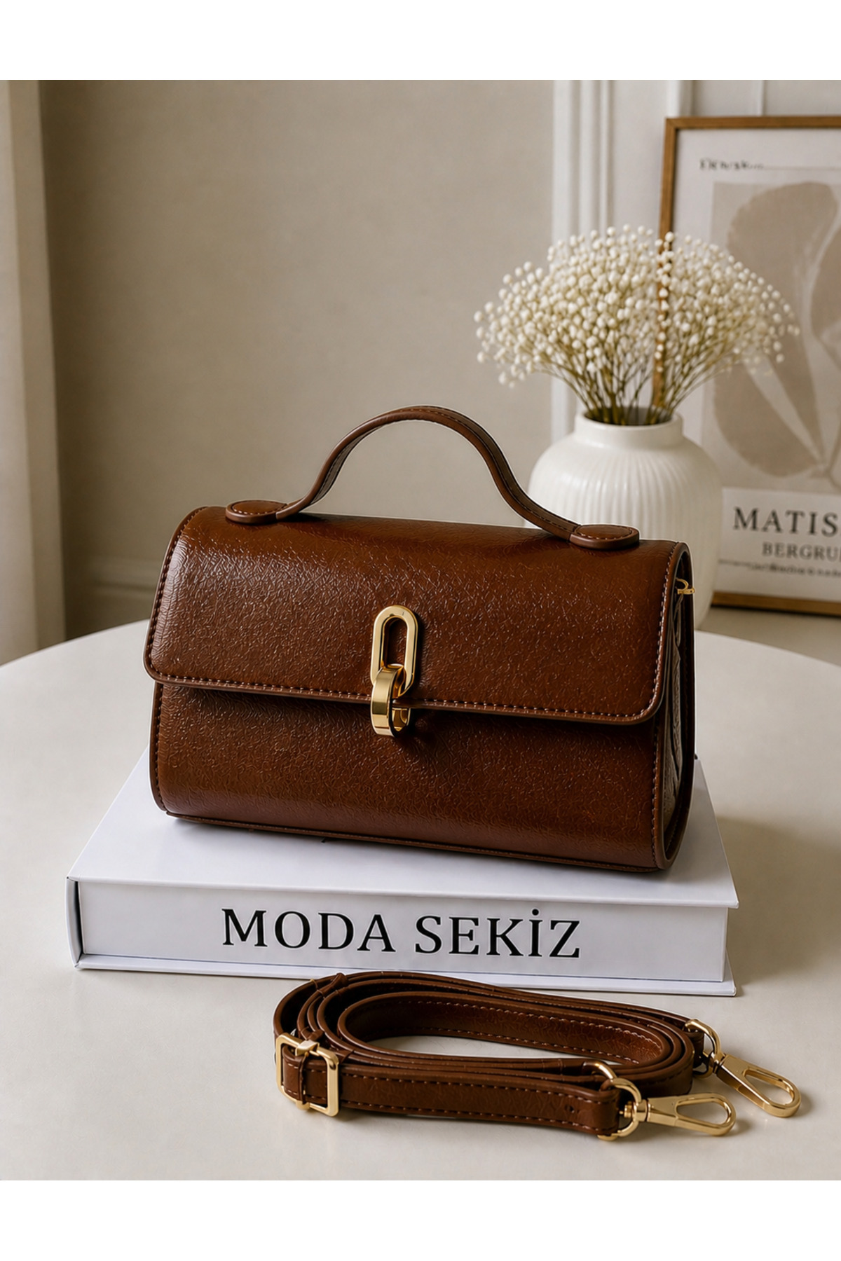 Women's Spring Faux Leather Lock Model Crossbody Handbag and Shoulder Bag