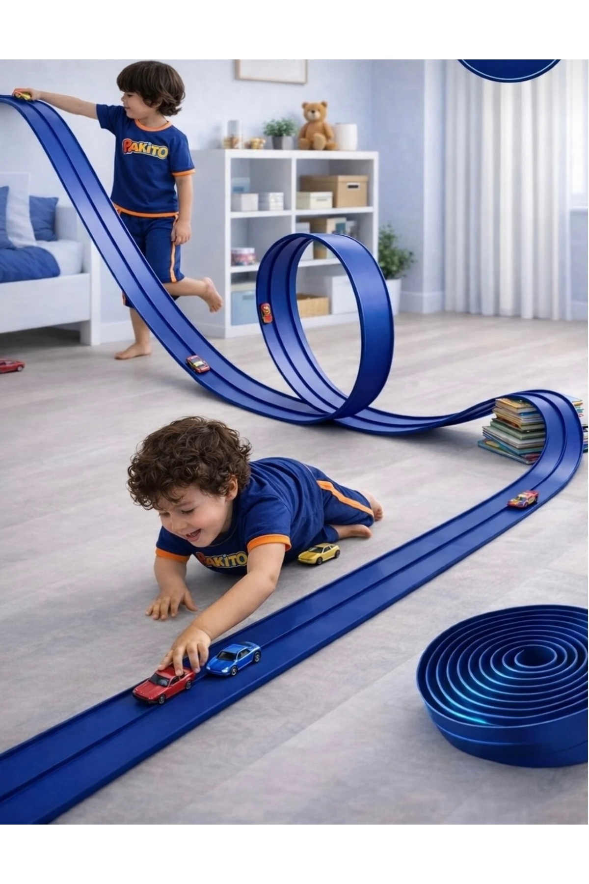 FLEXIBLE CAR RACETRACK CURVACEOUS DOUBLE COLOR ORIGINAL 4.5 METERS