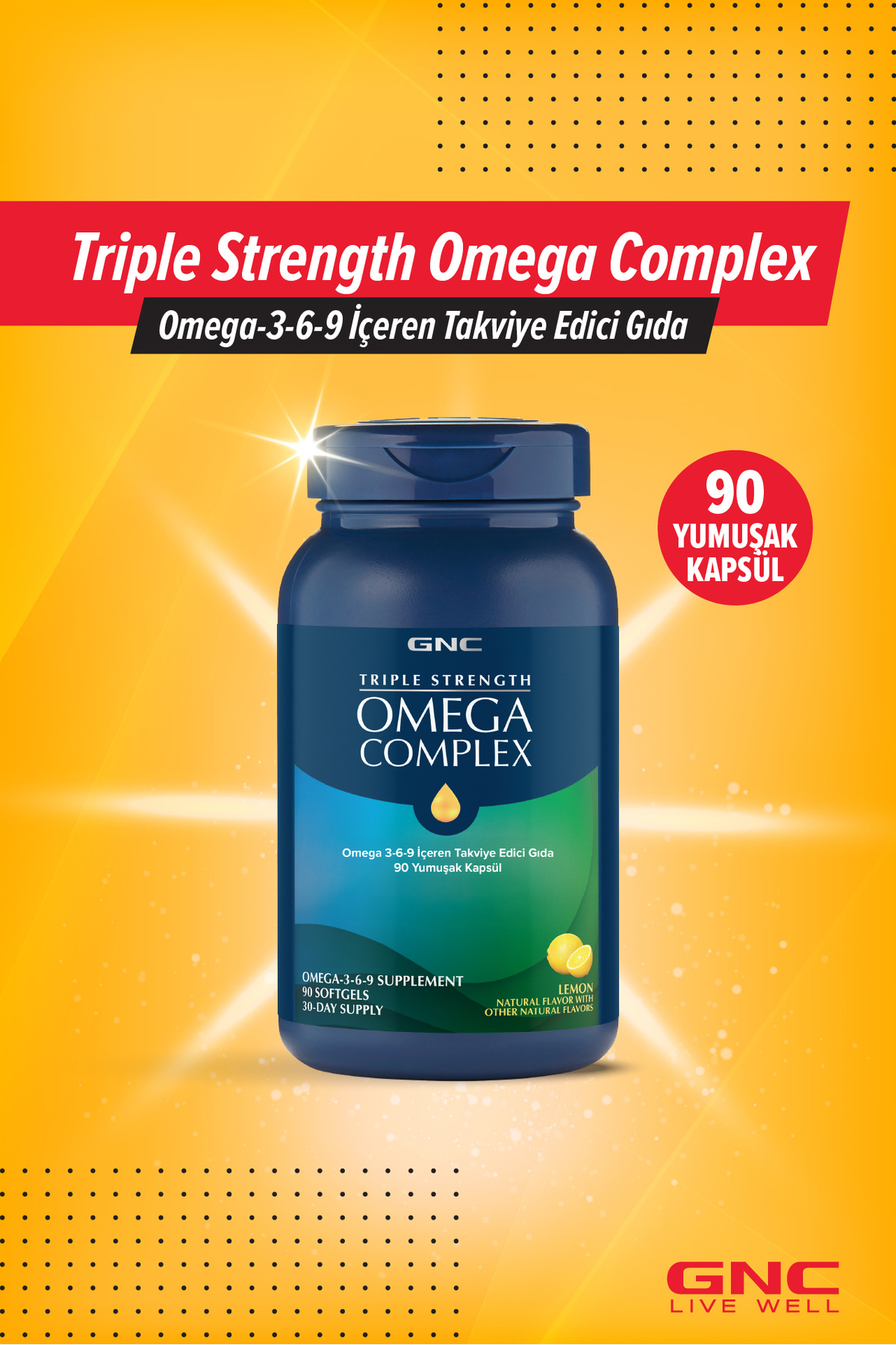GNC GNC Triple Strength Omega Complex - 90 Yumuşak Kapsül - Fiyatı